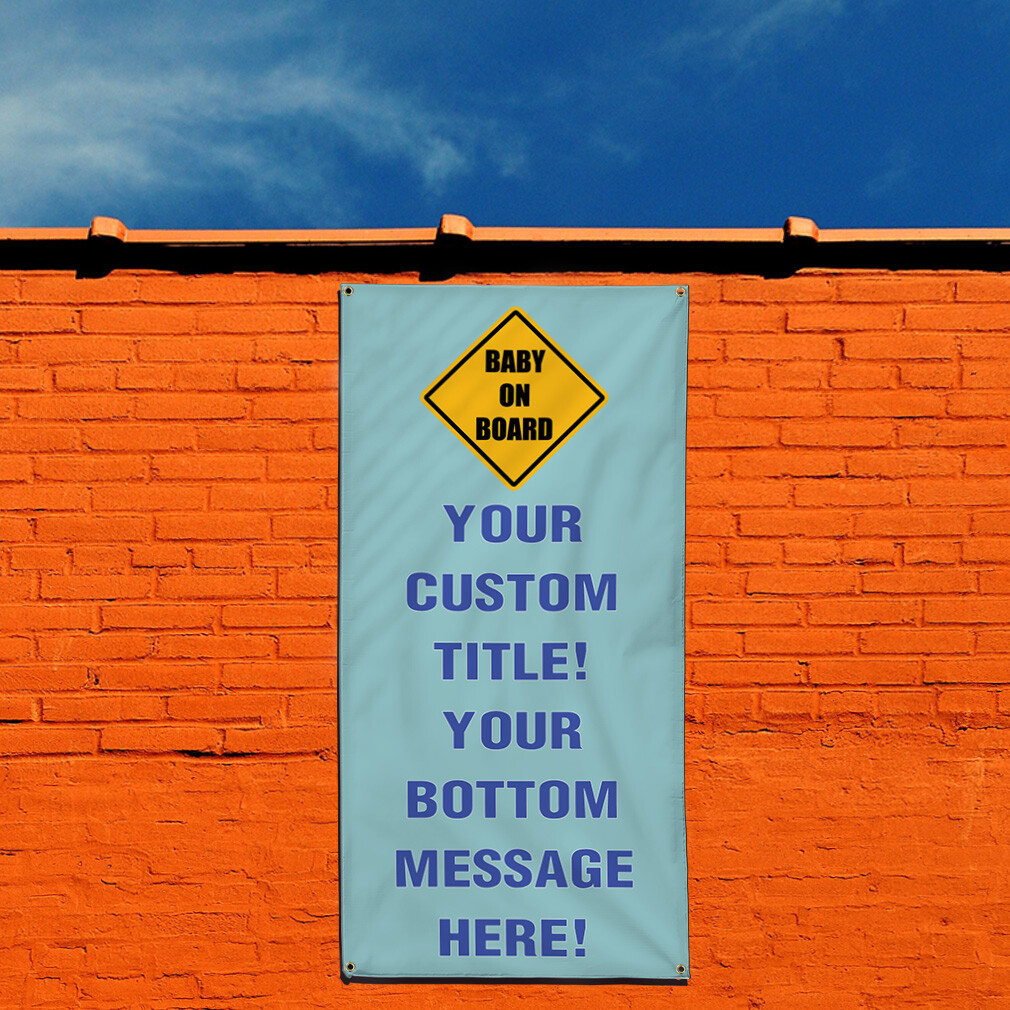 Vertical Vinyl Banner Multiple Sizes Baby Shower Custom Title Message Style 18