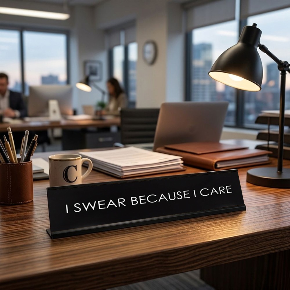 I Swear Because I Care Novelty Desk Sign