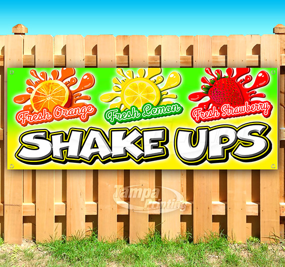 SHAKE UPS ORANGE LEMON STRAWBERRY Advertise Banner Flag Sign FAIR CARNIVAL FOOD