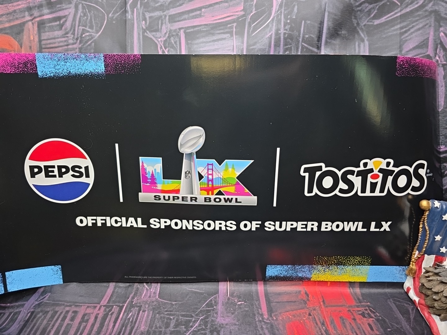Pepsi Tostitos Promotional Banner 300&Prime; X 12&Prime; Super Bowl LX Lot Of 2 NFL