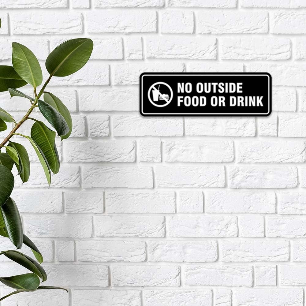 Standard No Outside Food Or Drink Door/Wall Sign – Black – Medium 2-3/4&Prime; X 7&Prime;