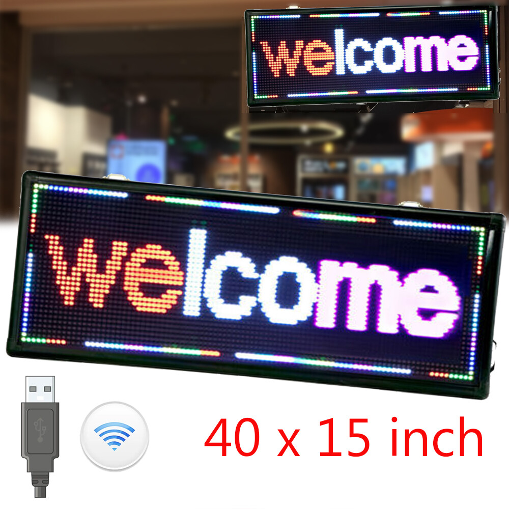 LED Sign 40X15&Prime; 3Color Programmable Scrolling Message Display Board Advertising