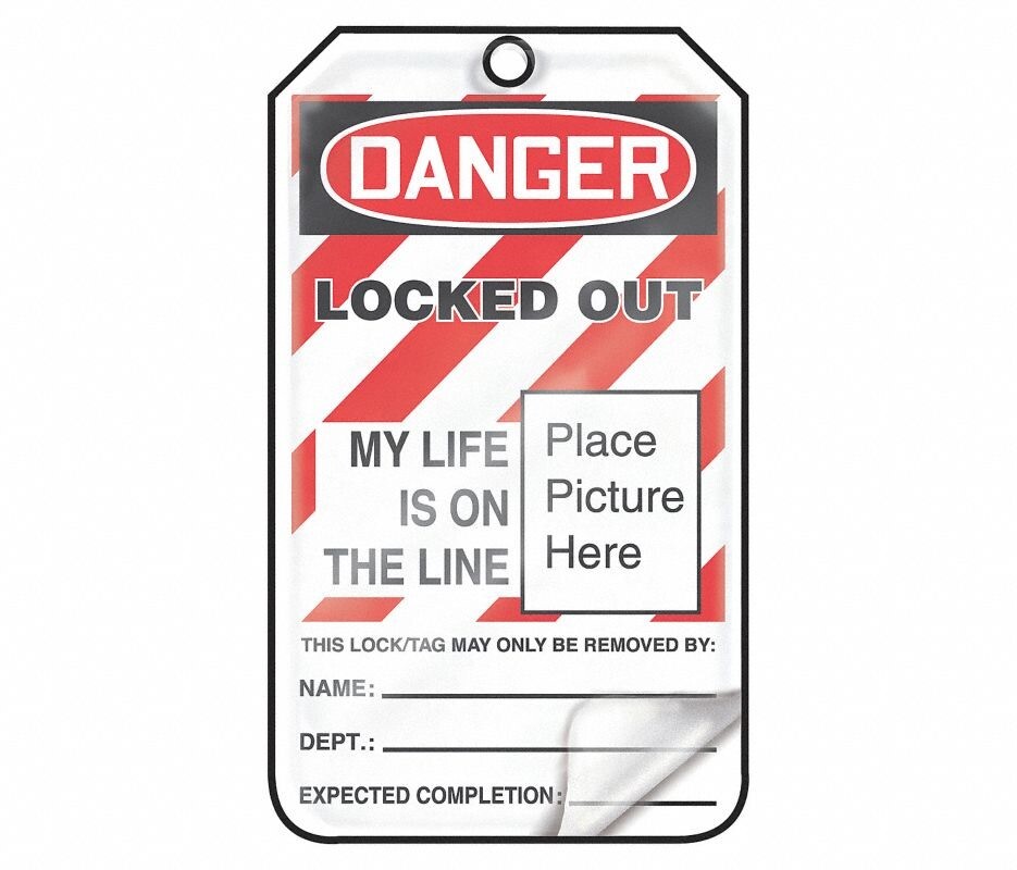 Accuform MLT609LPM 5-3/4&Prime;x3-1/4&Prime; Plastic Red/White Locked Out Safety Tag QTY 10