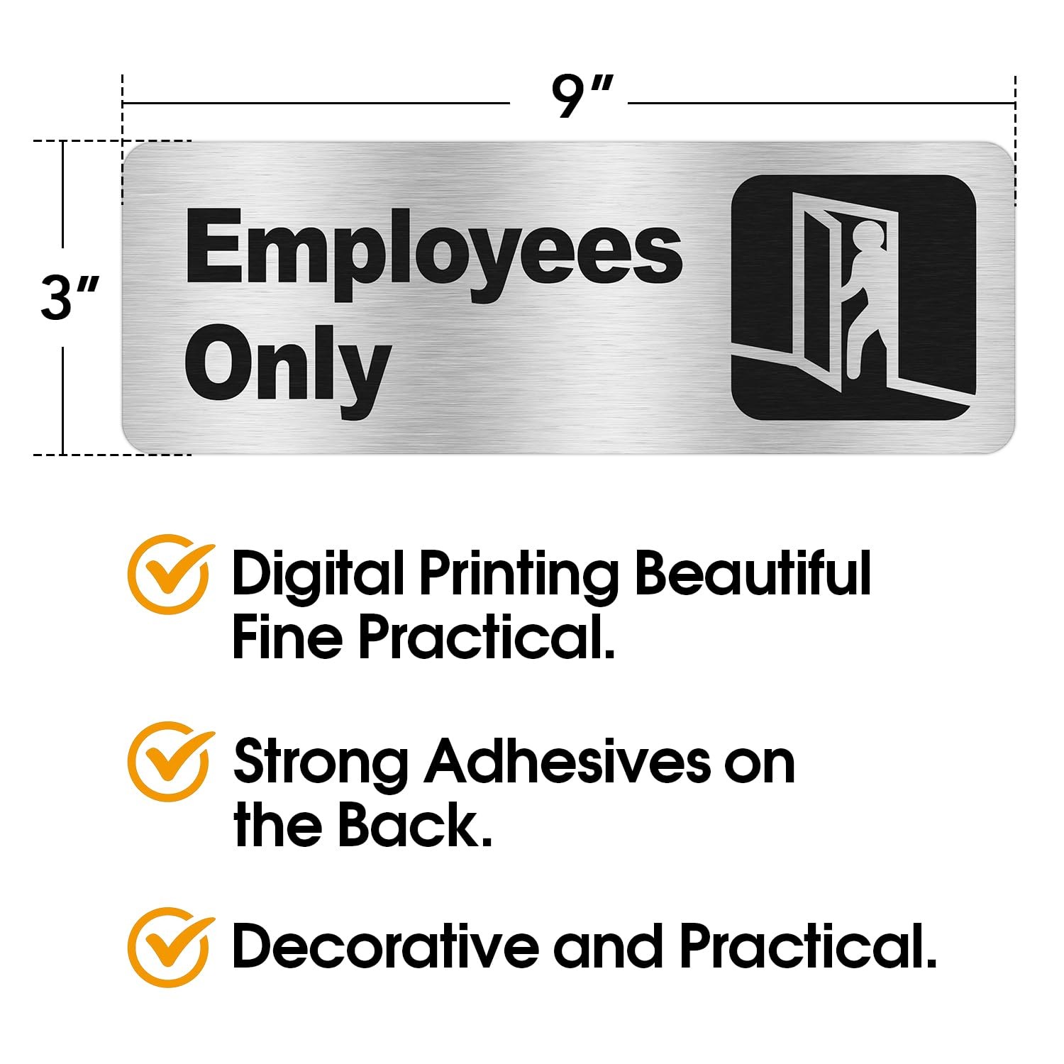 Faittoo Employees Only Sign, (4 Pack) 9 X 3 Inches Informative Rust Free Brus…