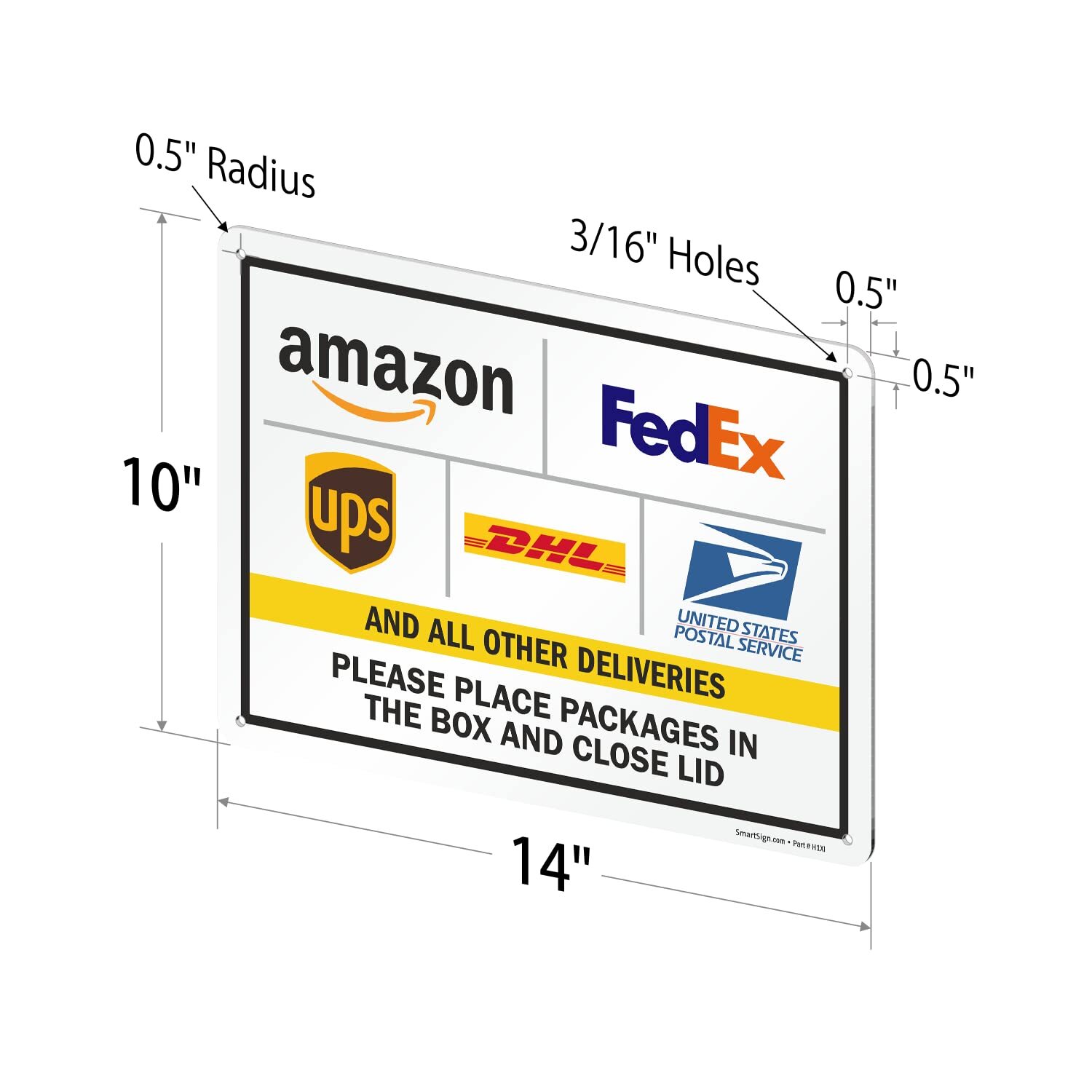 SmartSign 10 x 14 inch “Please Leave Packages in The Box and Close Lid” Metal…