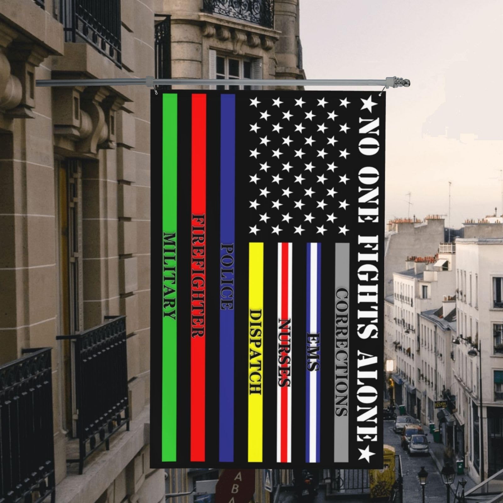 No One Fights Alone Multi Thin Line First Responder Flag 3×5 ft Banner Indoor…