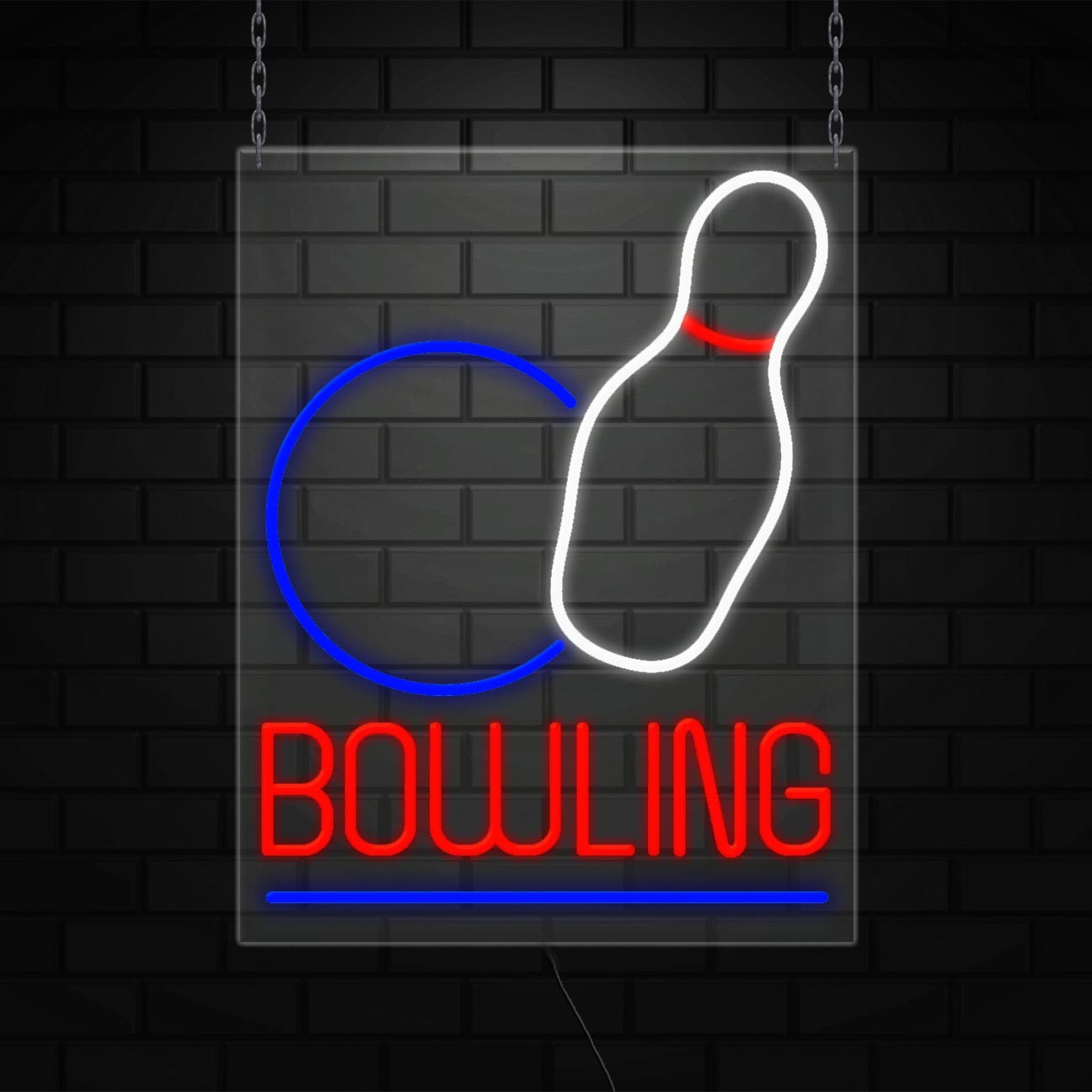 Bowling Sign for Business Displays | LED Flex Neon | 24&Prime;W x 31&Prime;H x 1&Prime;D