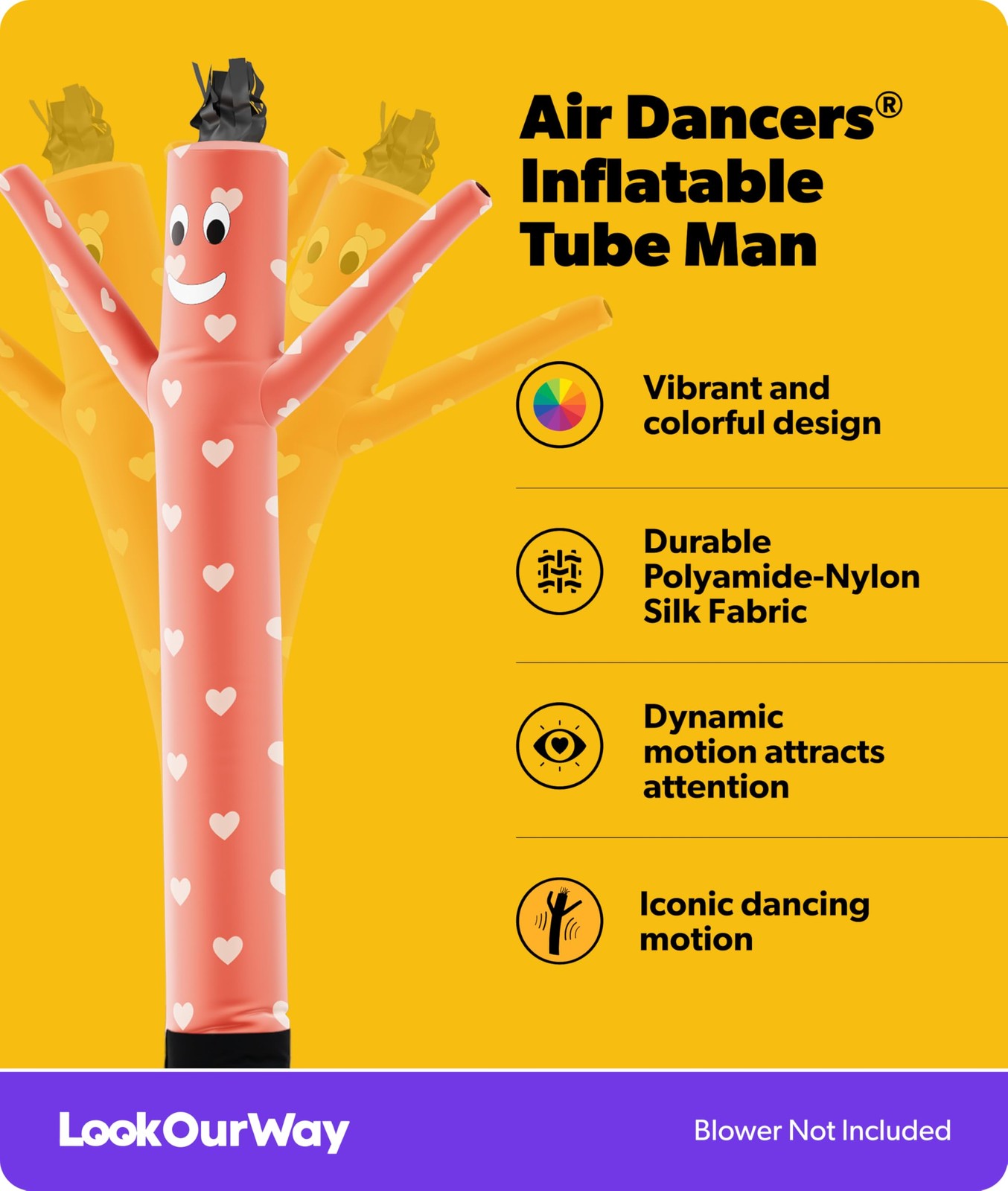 LookOurWay Air Dancers Wacky Waving Inflatable Tube Man Attachment – 6 Feet T…