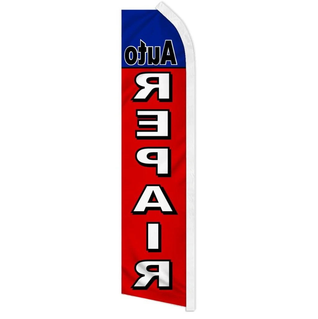 AUTO REPAIR RED/BLUE advertising super flag polyester banner *POLE NOT INCLUDED*
