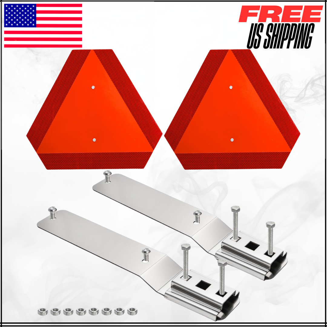 Slow Moving Vehicle Sign W/ Mounting Bracket Triangle 14&Prime;X16&Prime; Outdoor Sign 2Set