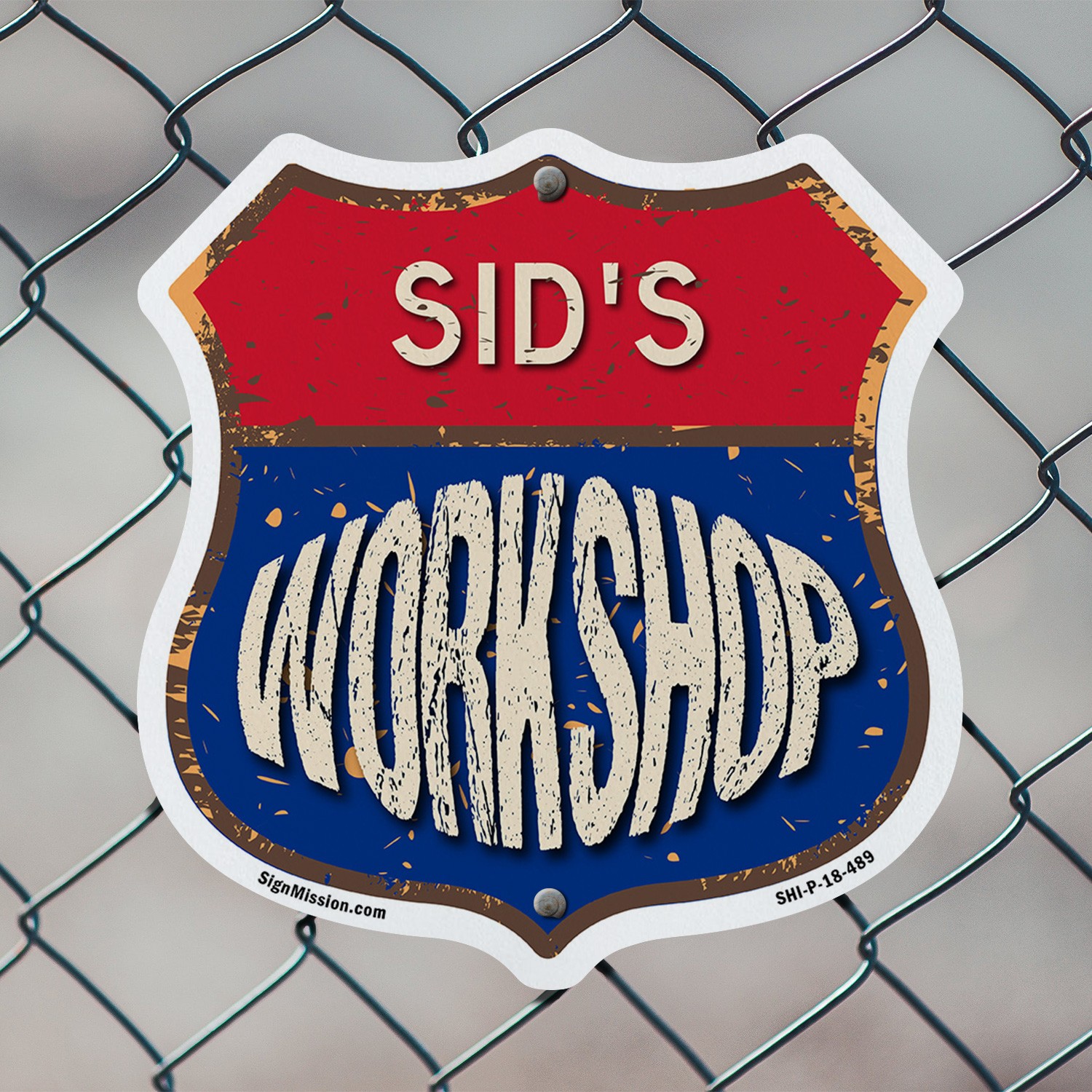 Sid&rsquo;s Workshop Shield Shaped Sign Weather Resistant Crafted in the USA