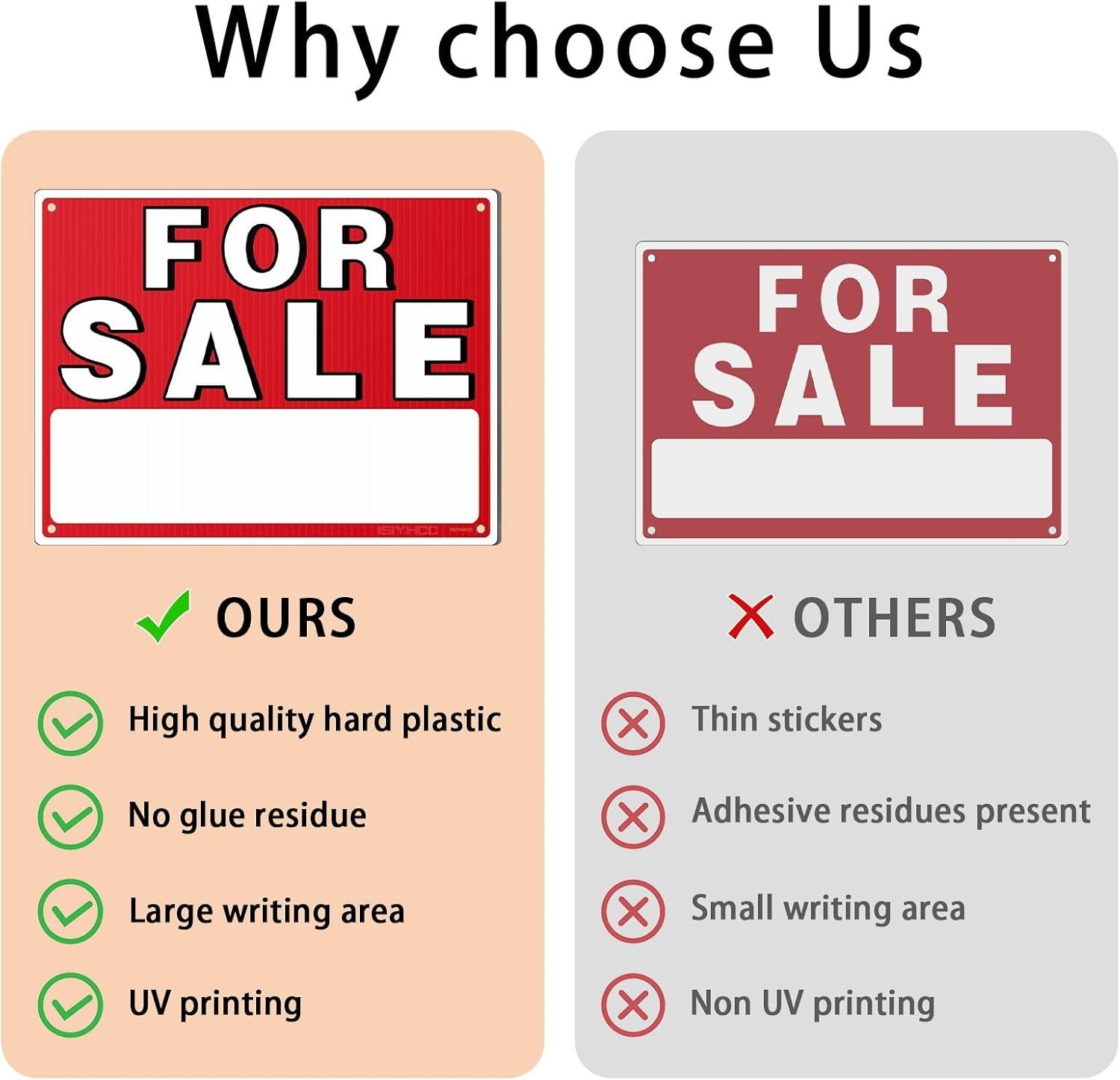 4 Pack of For Sale Signs – 14&Prime;x10&Prime;, No Residue for Easy Vehicle Selling