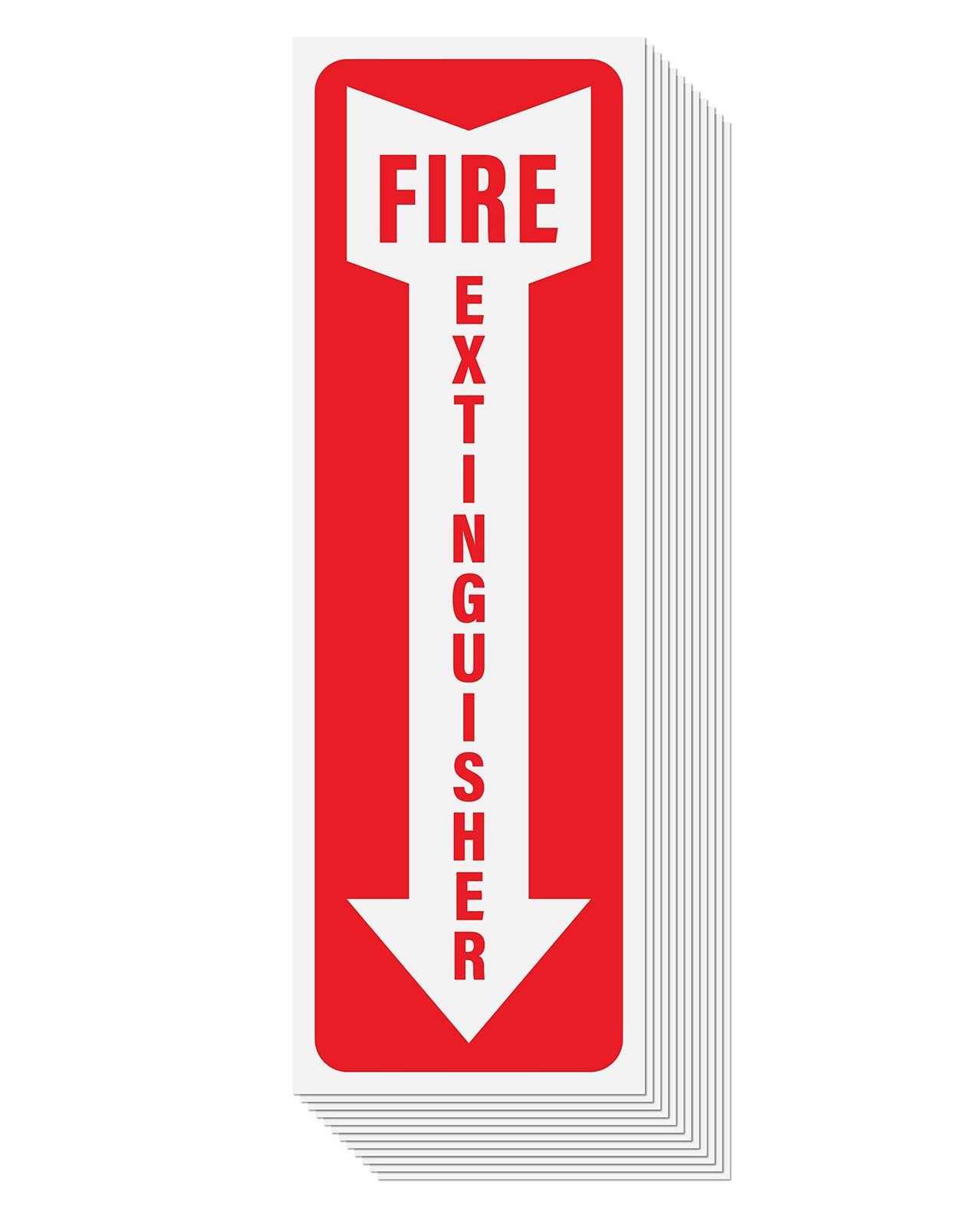 Fire Extinguisher Sign Stickers 12 Pack, 4&Prime; x 12&Prime; | Arrow Down Safety Decal S…
