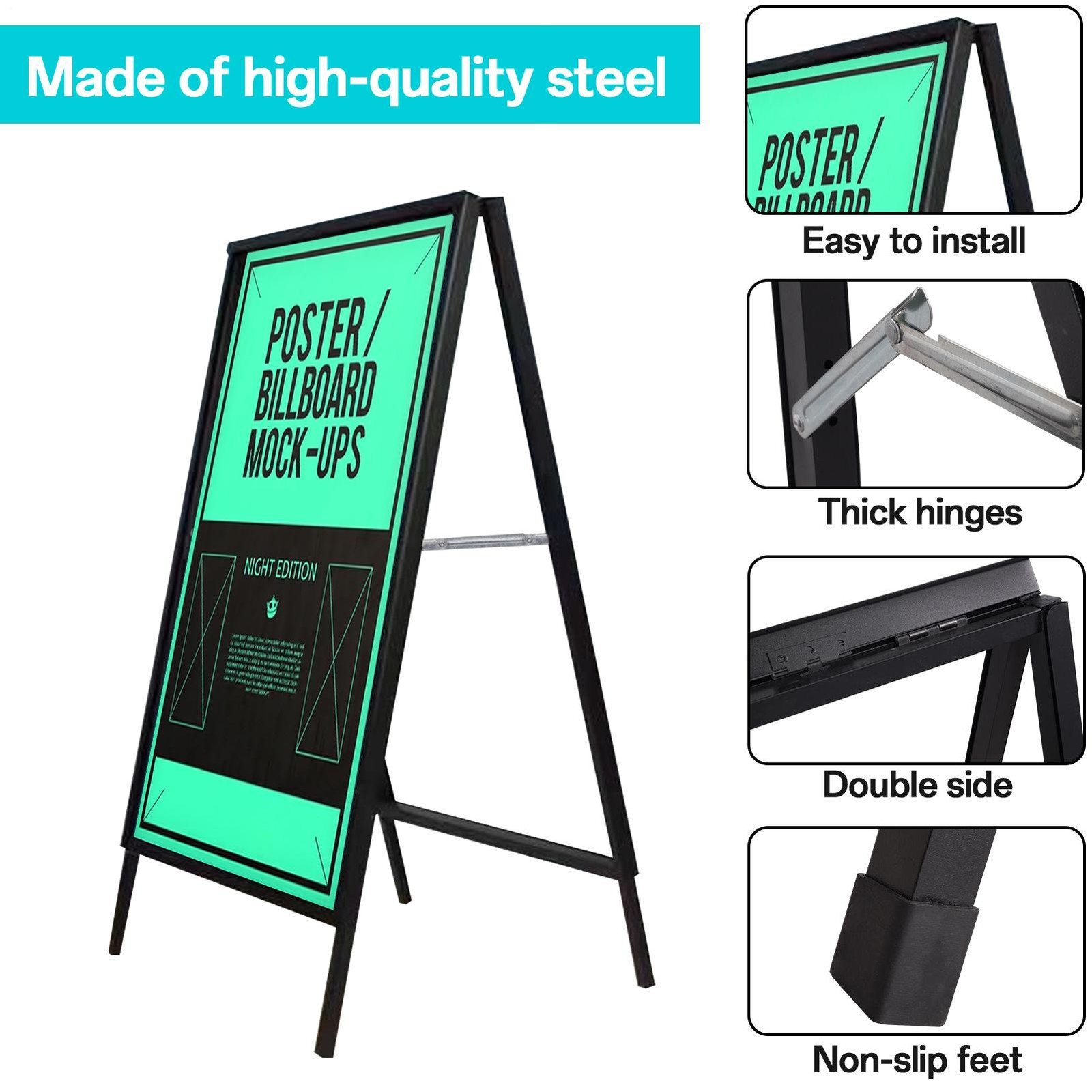 2pcs Folding Outdoor Sidewalk Sign Advertising Board Double-Sided 24×36 inch