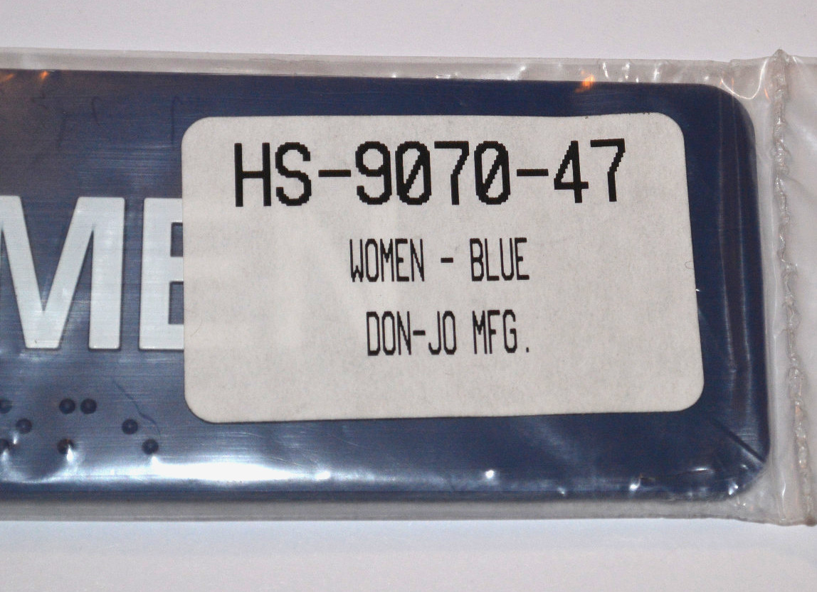 NEW MEN & WOMEN SIGNS! 1-3/4&Prime; x 6&Prime;! SELF ADHESIVE! BLUE! BRAILLE! DON-JO HS 9070