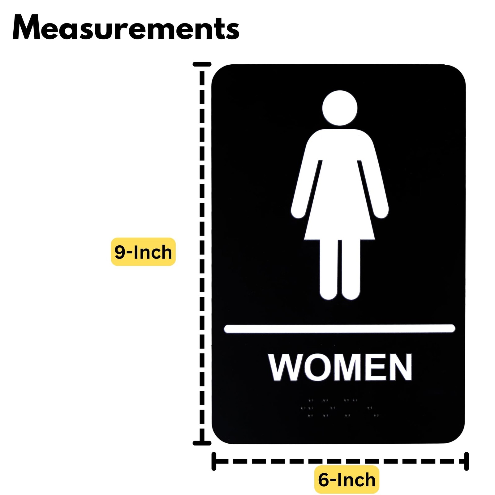 2-Pack 6×9-inch Mens Womens Bathroom Signs ADA Compliant with Braille