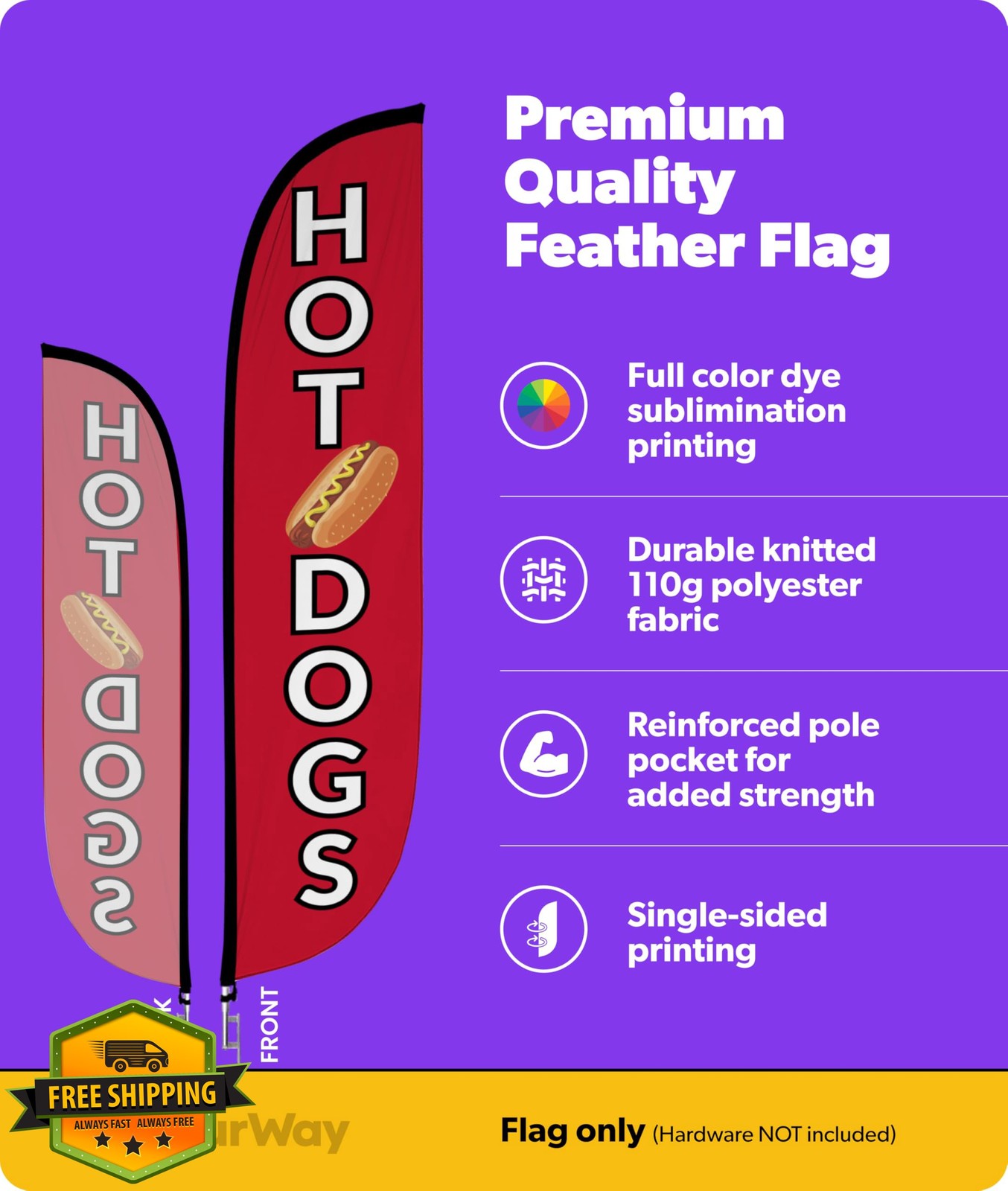 LookOurWay Feather Flag Hot Dogs 12ft