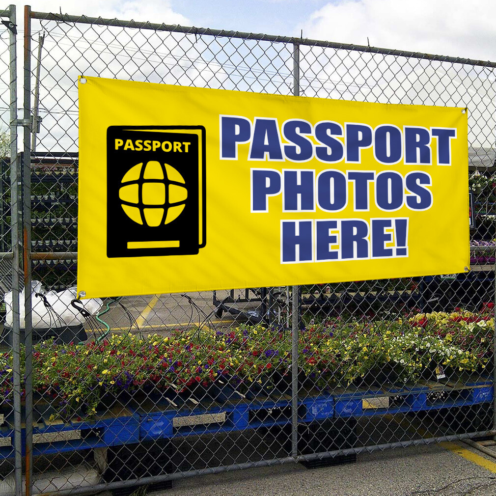 Vinyl Banner Multiple Sizes Passport Photos Here! Advertising Printing Outdoor