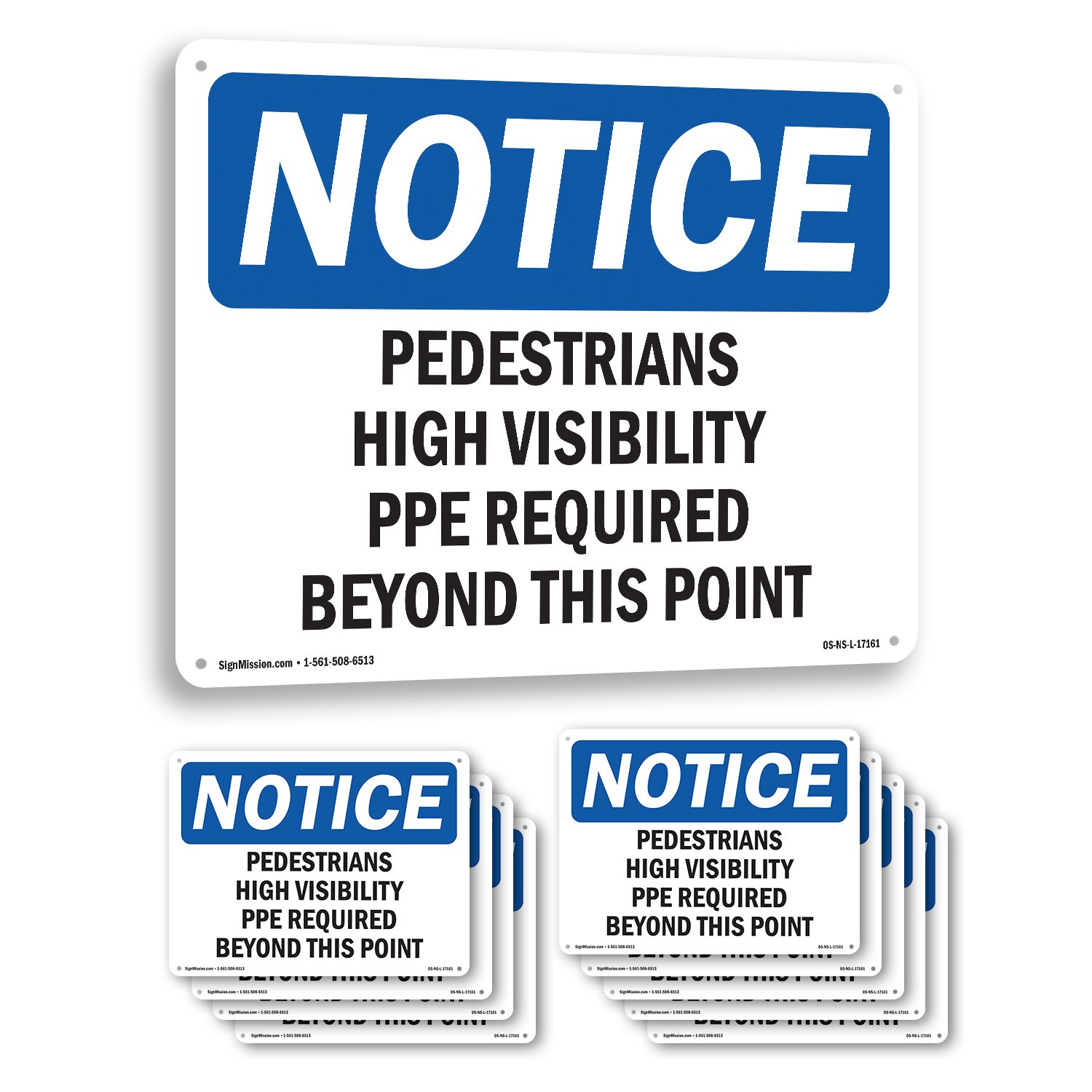 Pedestrians High Visibility PPE Required OSHA Notice Sign, Decal 5 or 10 Pack