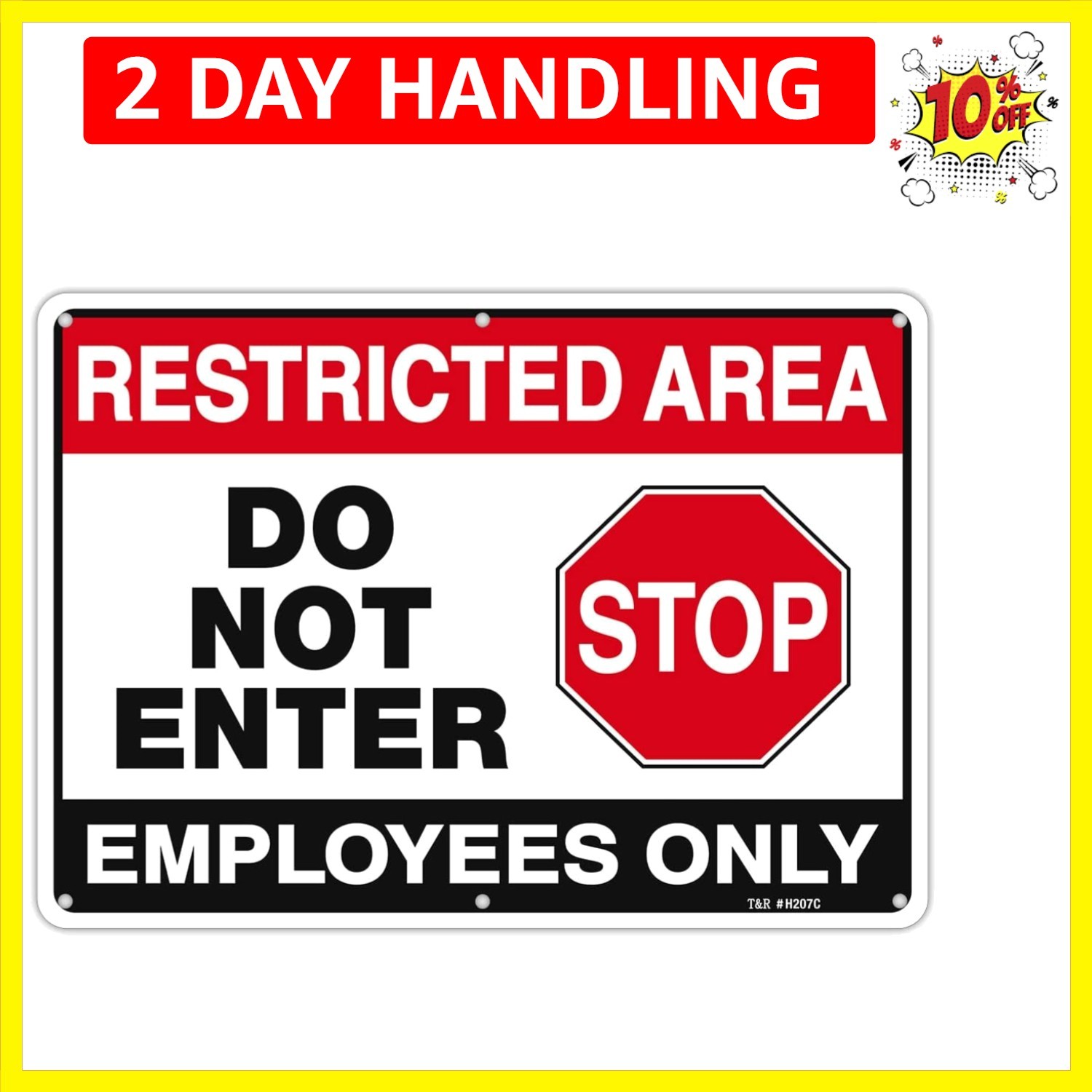 Large Restricted Area Do Not Enter Employees Only Sign – 1 Pack – 14 x 10 Inc…