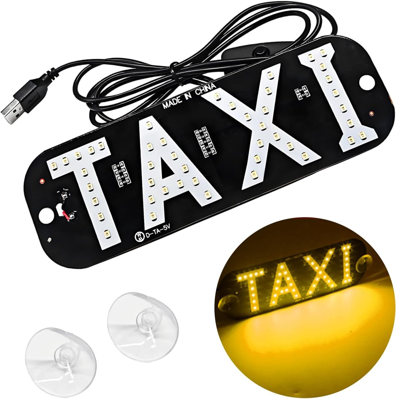 Taxi LED Sign Decor, 5V USB Bright Taxi Led Windscreen Cab Indicator Lamp Signal