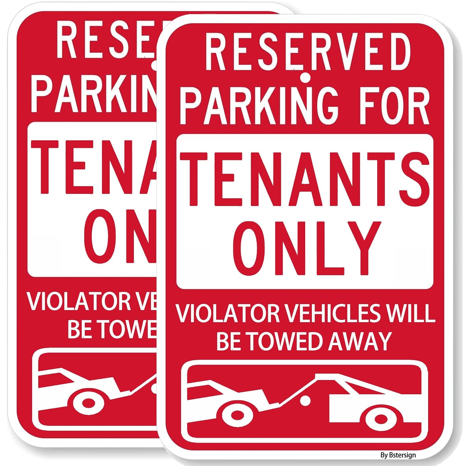 2-Pack Large Reserved Parking Sign for Tenants Only, 18 x 12 inches, Reflective