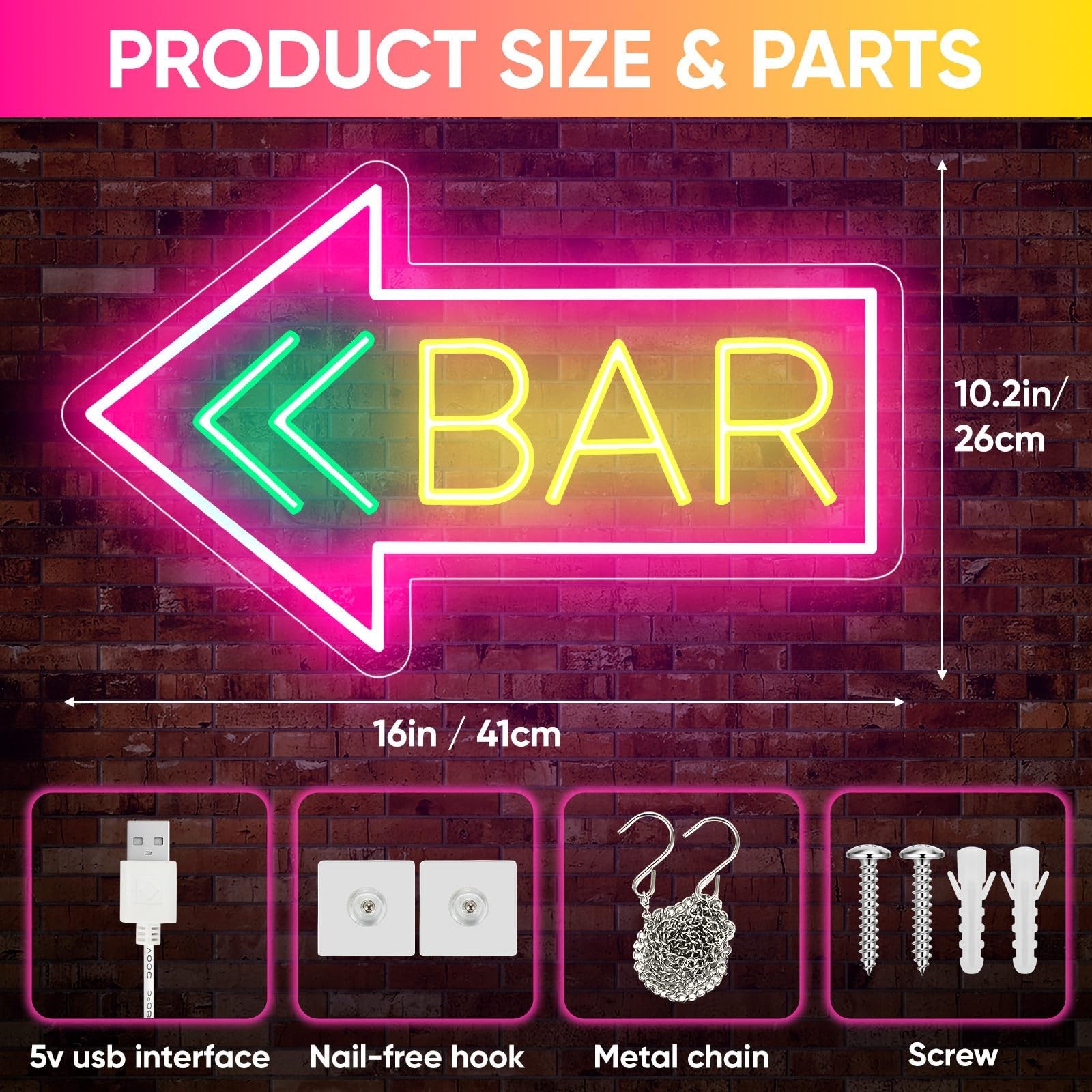 Led Neon Bar Signs for Home Wall Decor, Bar Light up Sign Decorations for Hom…