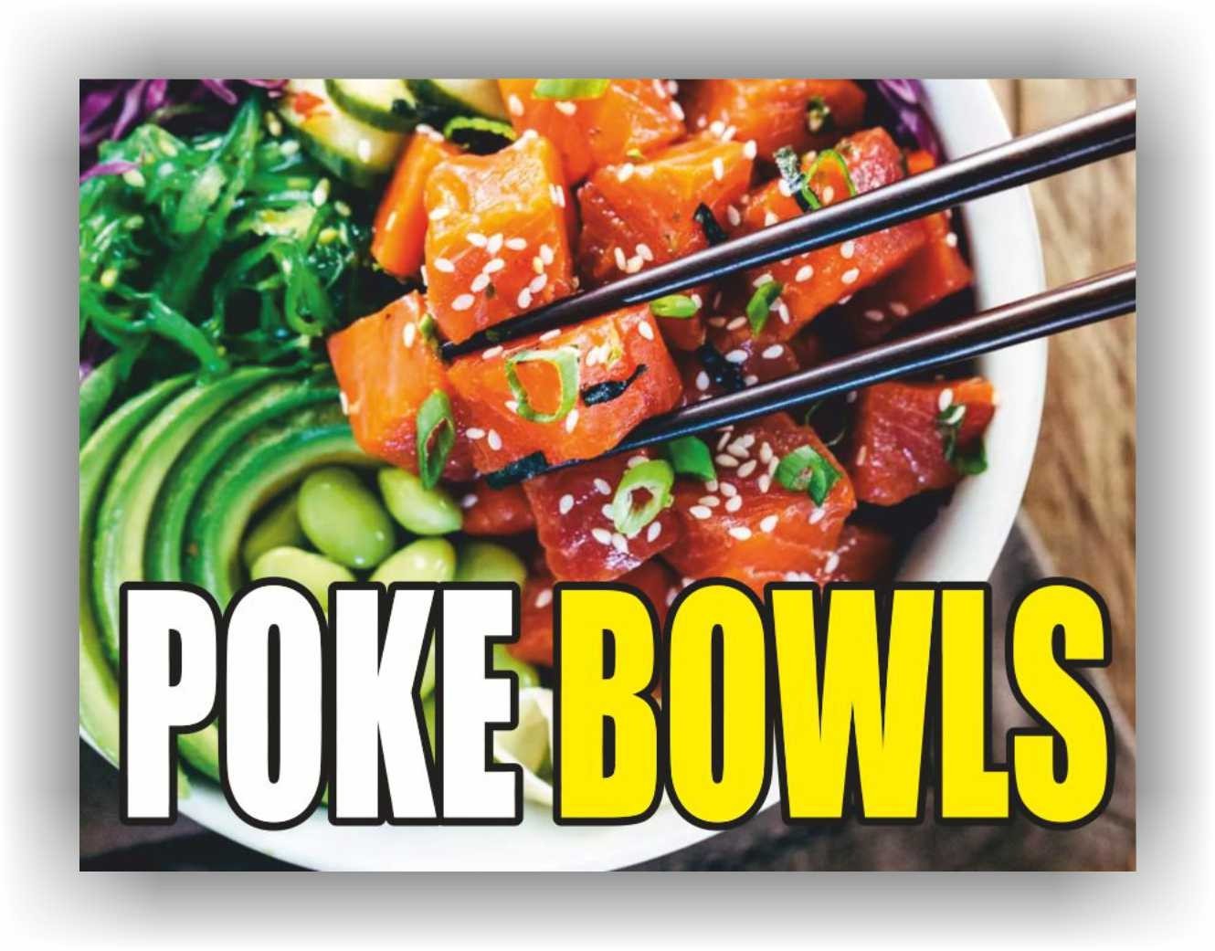 POKE BOWLS Yard Sign Corrugate Plastic with H-Stakes food restaurant buffet