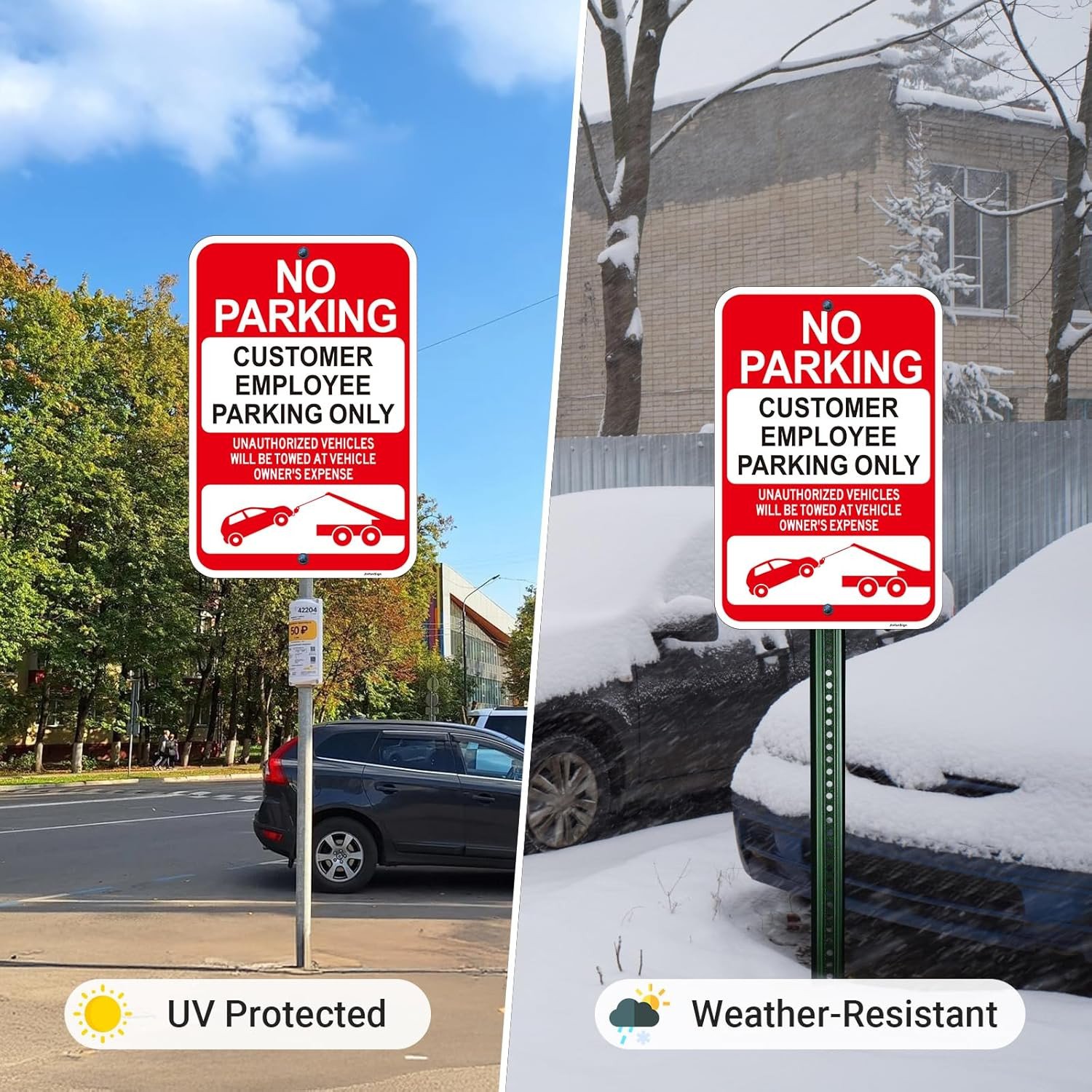 2 Pack Large No Parking Signs, Customer/Employee Parking Only Sign, 18&Prime;X12&Prime; Cust