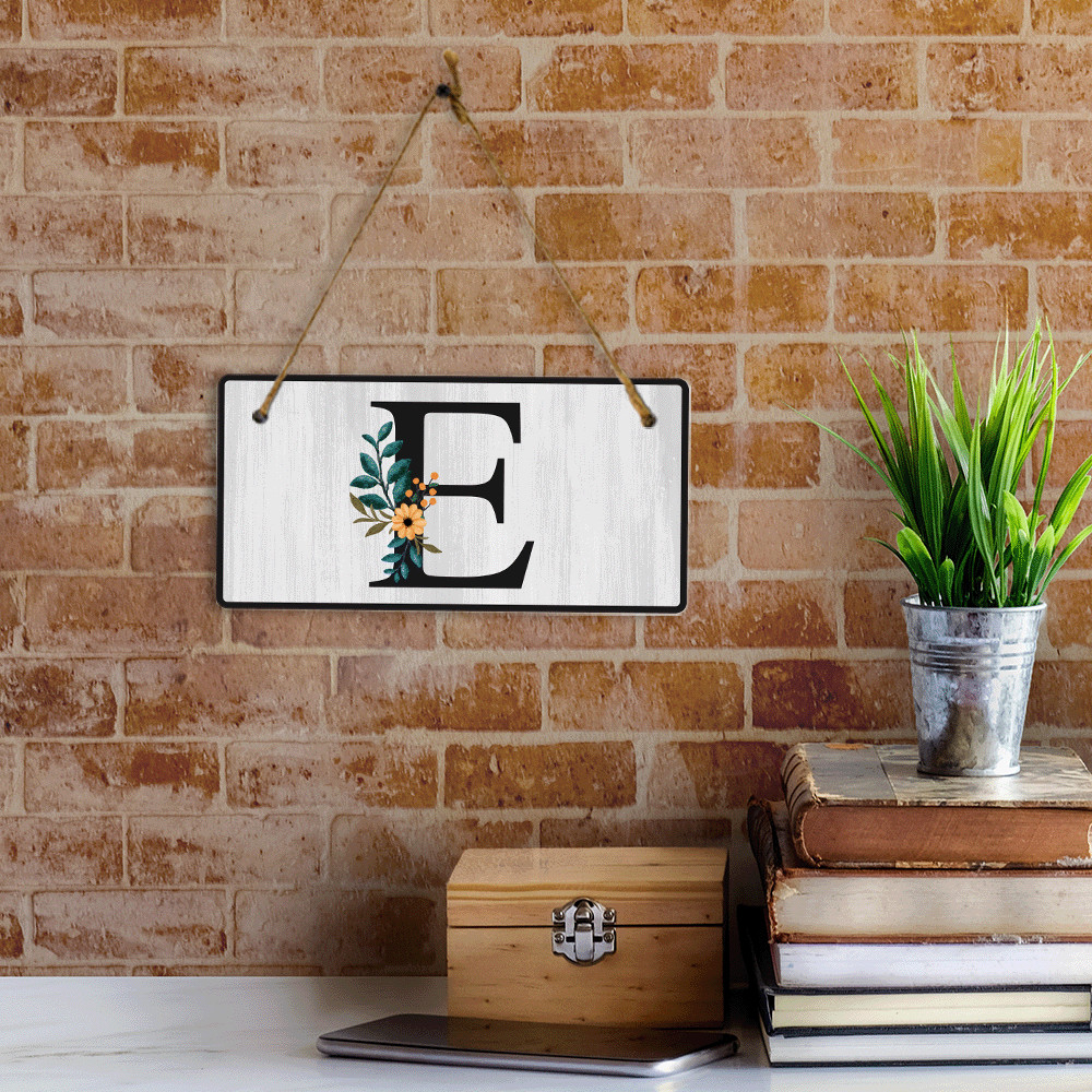 E Flower Decor 5×10 Hanging Wall or Door Sign | Alphabet Letter Room Decoration