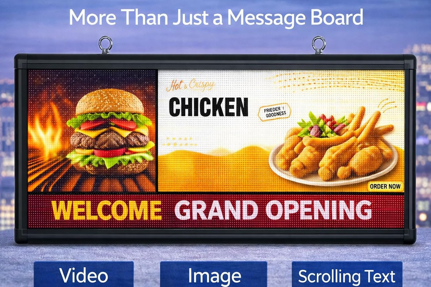 P6 Outdoor Full-Color LED Scrolling Sign, 40″ × 18″Programmable Digital Display
