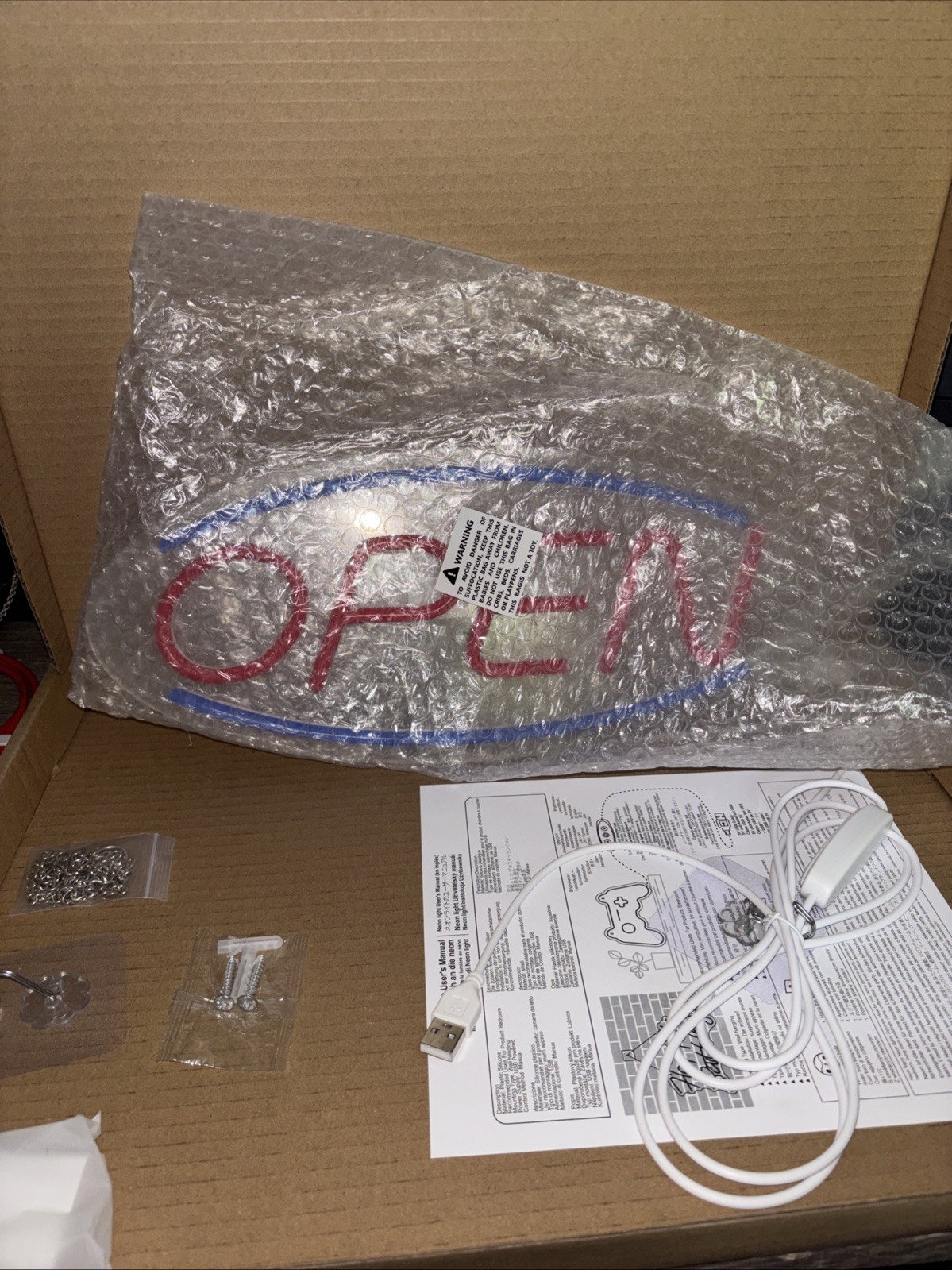Oval « OPEN » LED Neon Sign – Vibrant Business Storefront Display – New