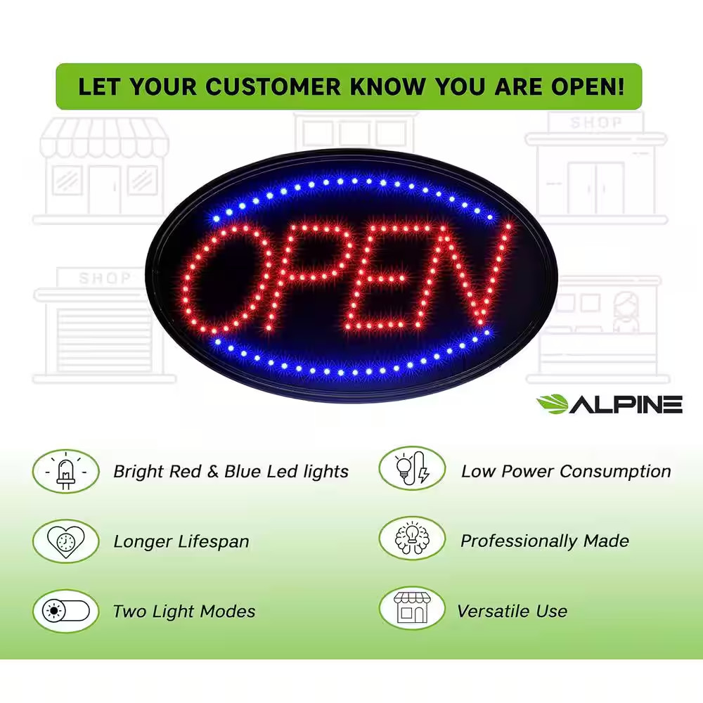 23 In. X 14 In. LED Oval Open Sign (2-Pack)