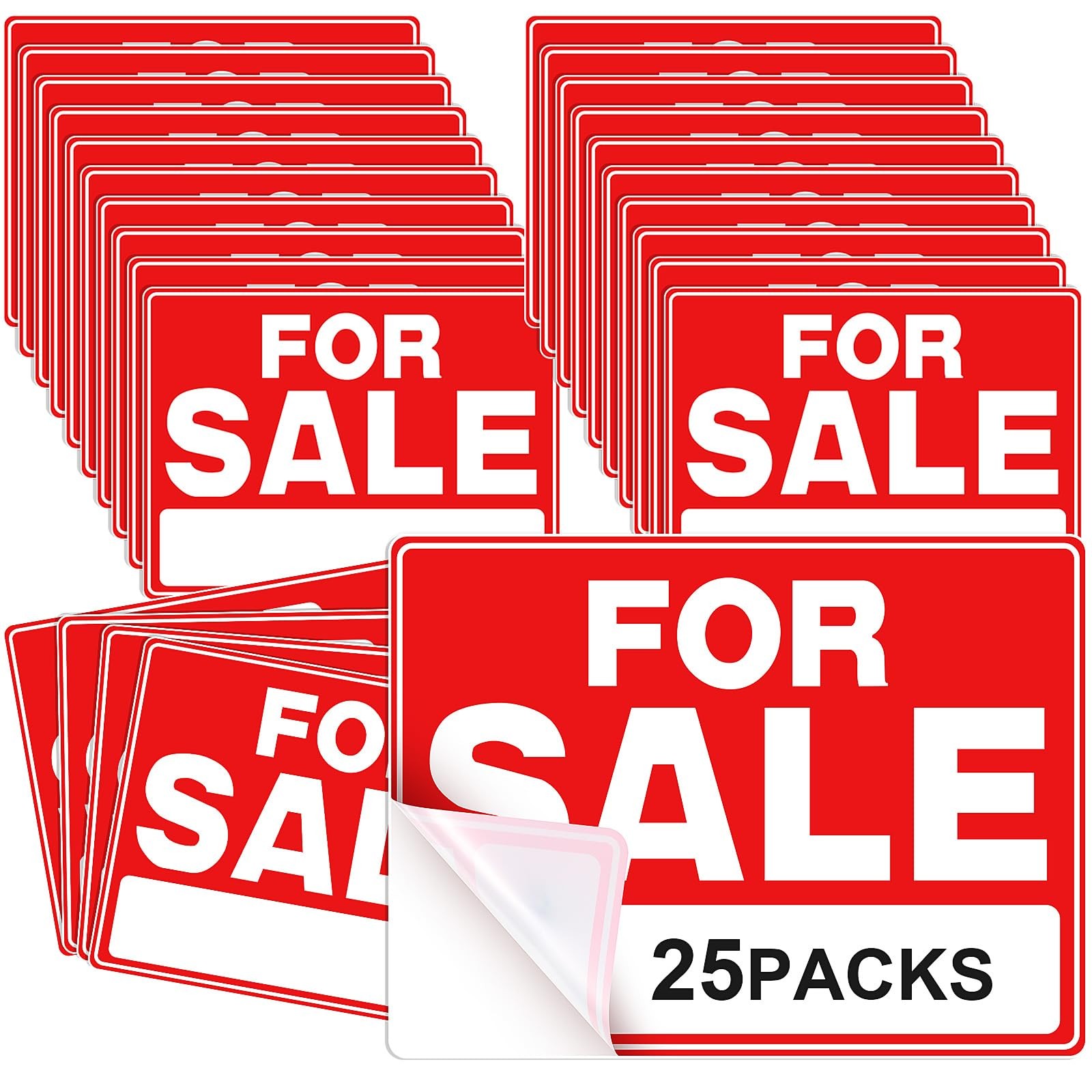 For Sale Signs 25 Pcs 9 x 12 Inches Classic Waterproof Rust Free Stickers