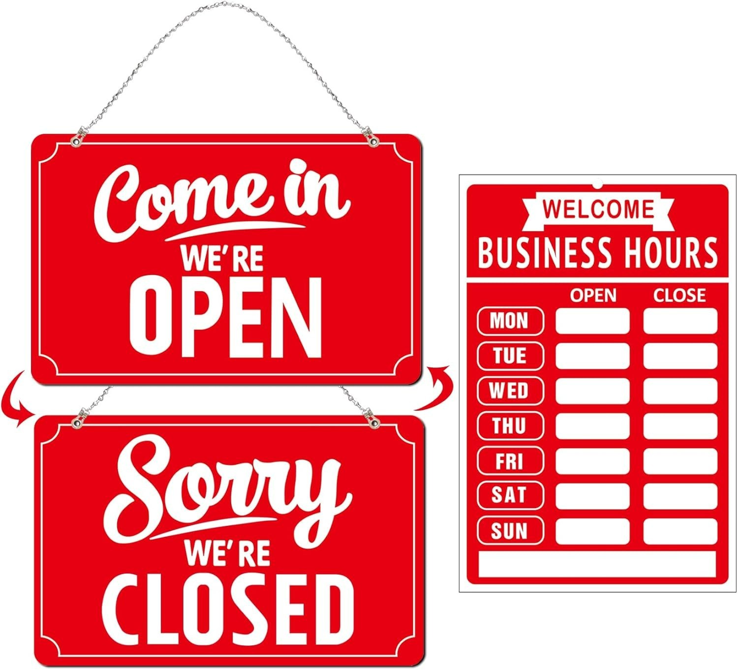 Versatile Open Closed Flip Sign Set with Business Hours – Ideal for Restaurants