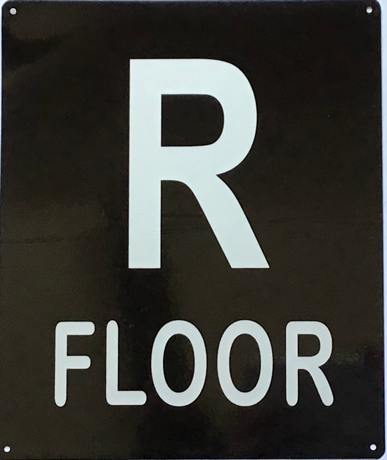 R FLOOR SIGN (10X12, Black Background, Aluminum)