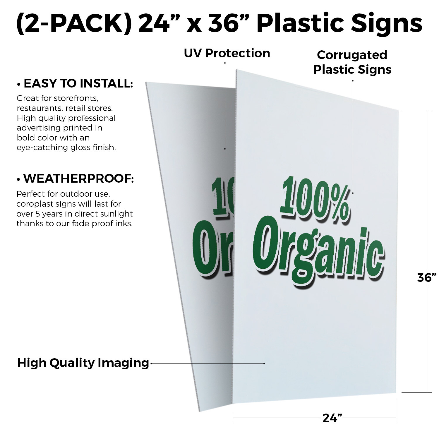 Organic 24&Prime; x 36&Prime; 2 Pack Of Store Sign Plastic Or Decal