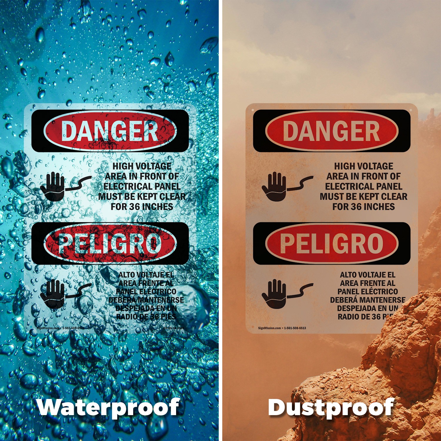 Voltage Electrical Panel 36 Inches Bilingual OSHA Danger Sign, Decal 5/10 Pack