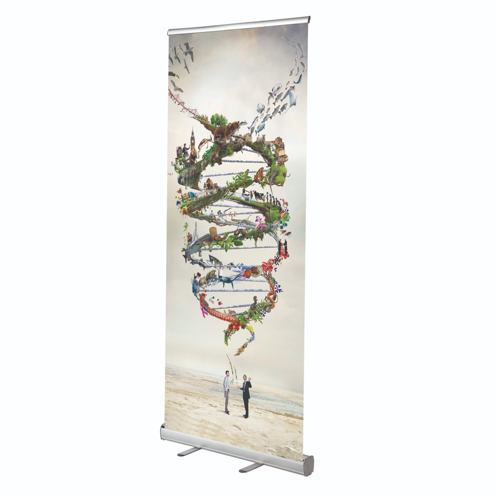 Retractable Banner Stand-Roll Up Banner Holder 33.46×78.74 Inch Silver Aluminum