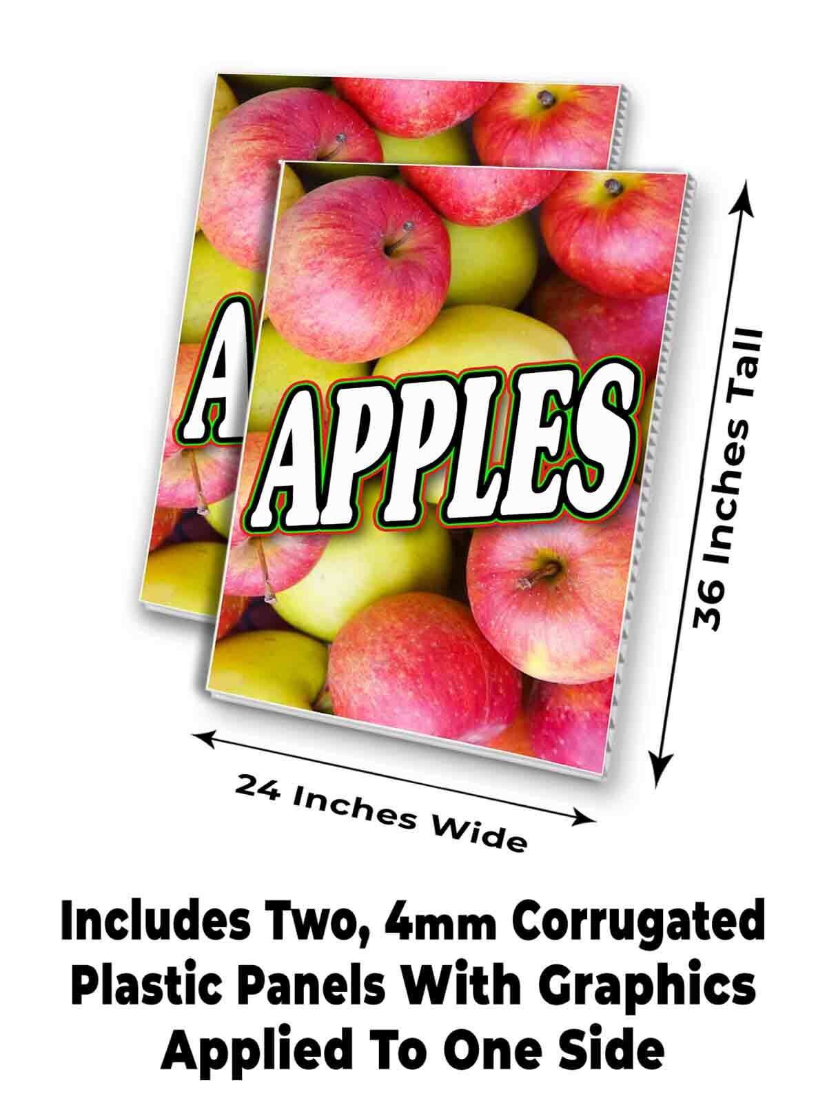 APPLES Signicade 24×36 Aframe Sidewalk Sign Banner Decal FRESH FRUIT PRODUCE