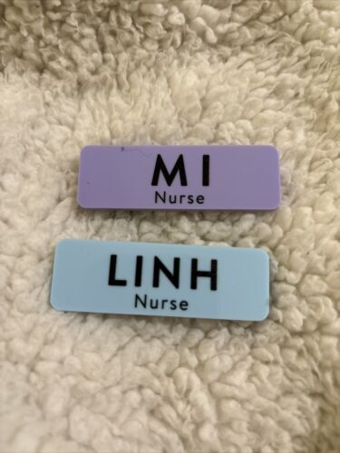 Custom Pastel Colour White Metallic Name Badge Tag Pin Fastener Magnet Staff ID