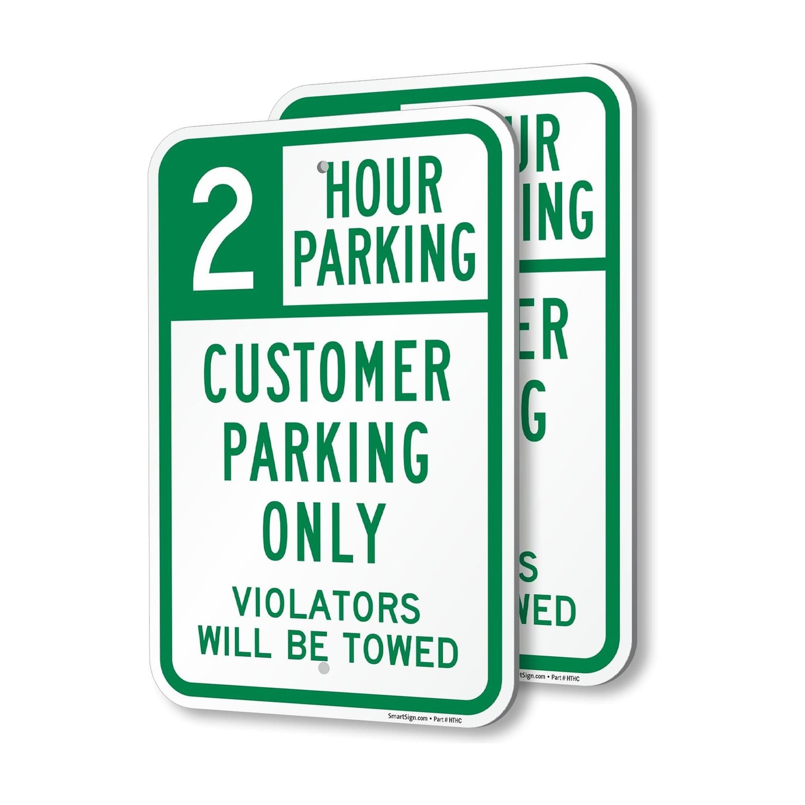 2 Hour Parking Customer Parking Only Violators Towed Sign (2-Pack), 12 x 18 i…