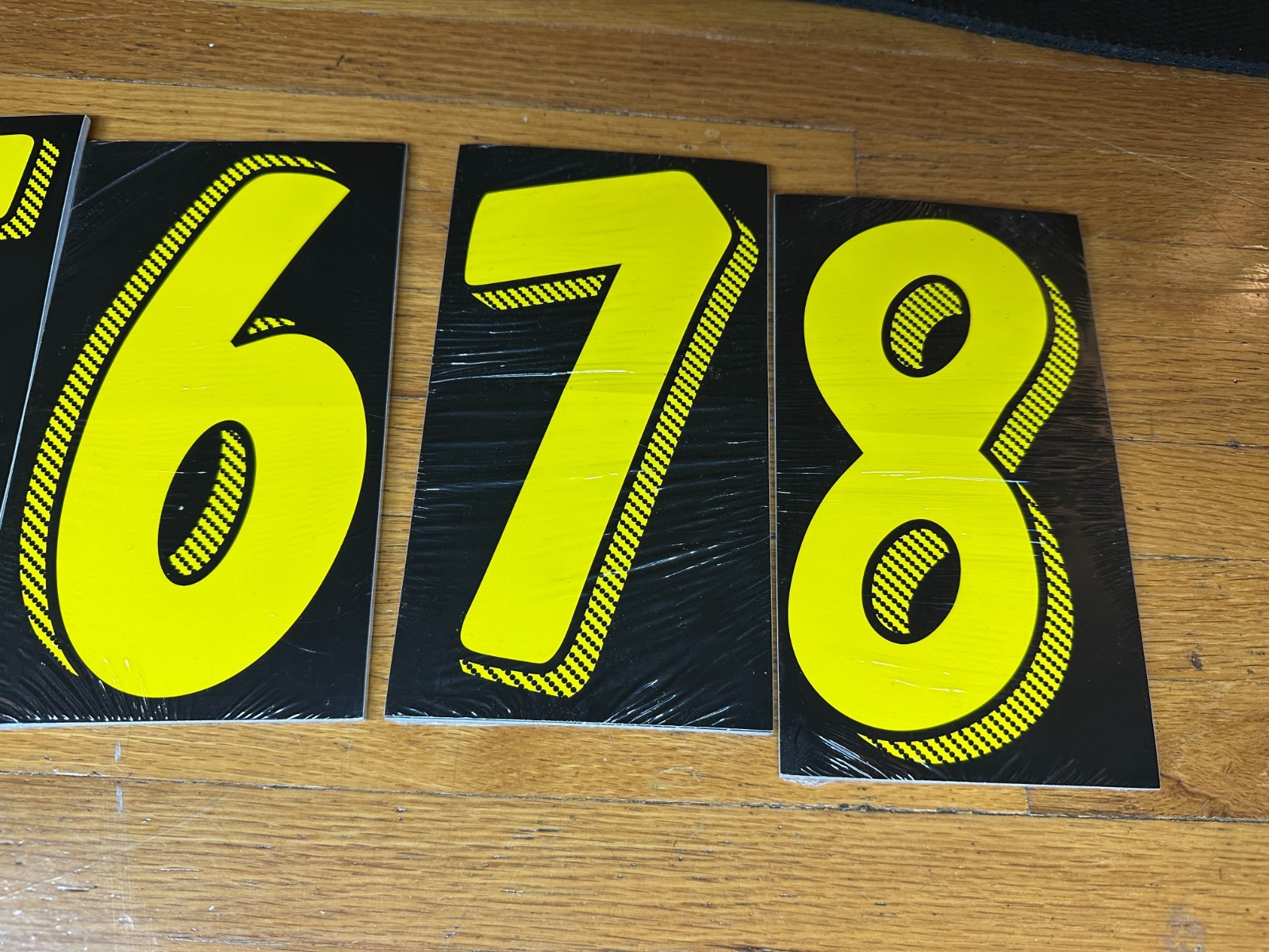 Complete Set of 7.5” Dealership Vinyl Numbers – Bold Yellow on Black – 96 Total