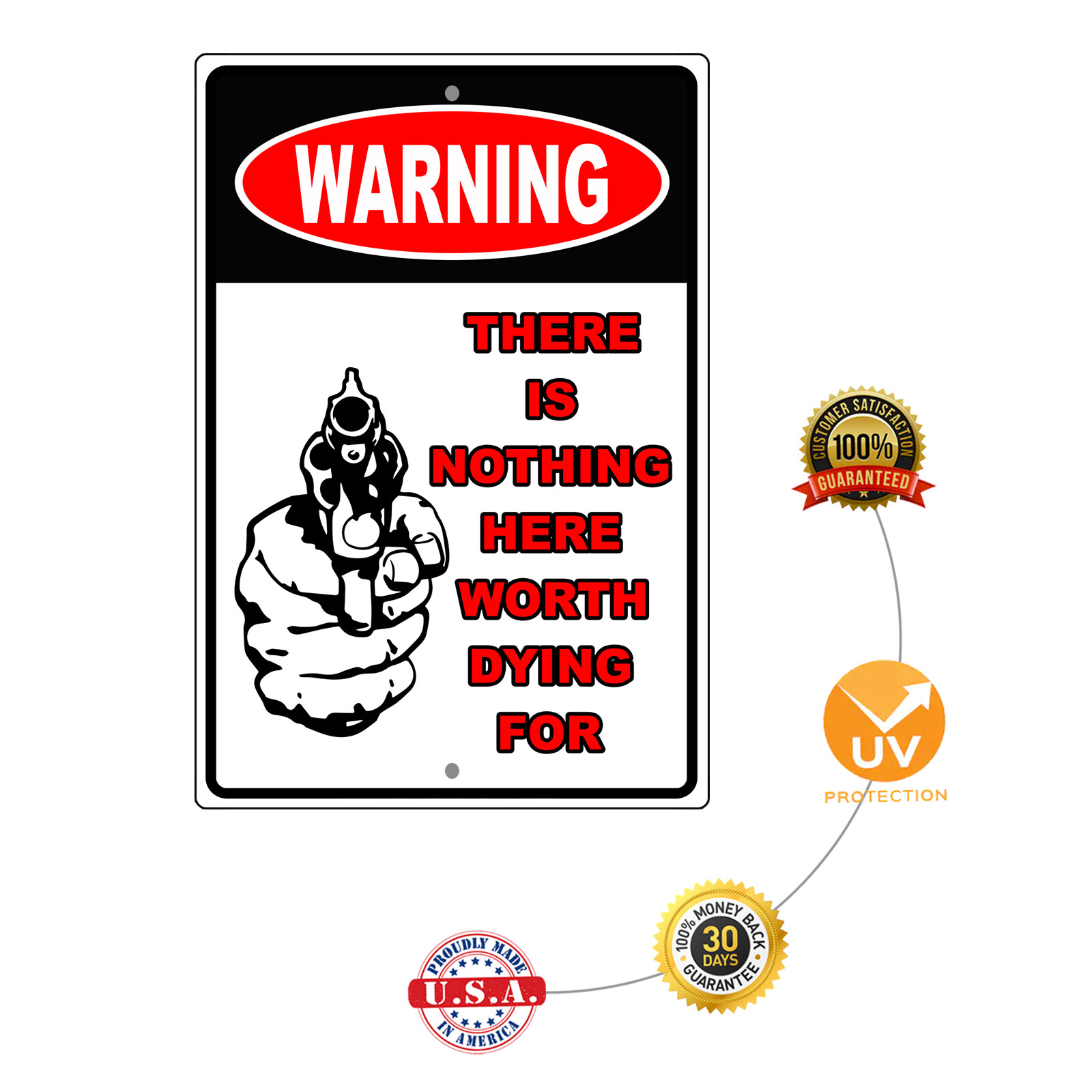 Warning There Is Nothing Here Worth Dying For Safety Novelty Aluminum Metal Sign
