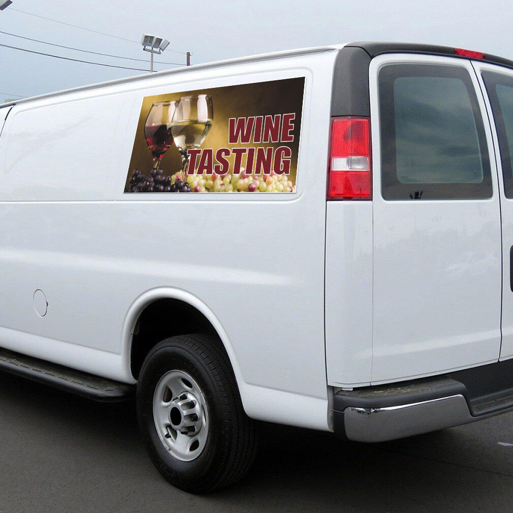 Car Magnet Set of 2 Wine Tasting Outdoor Advertising Printing Industrial Sign