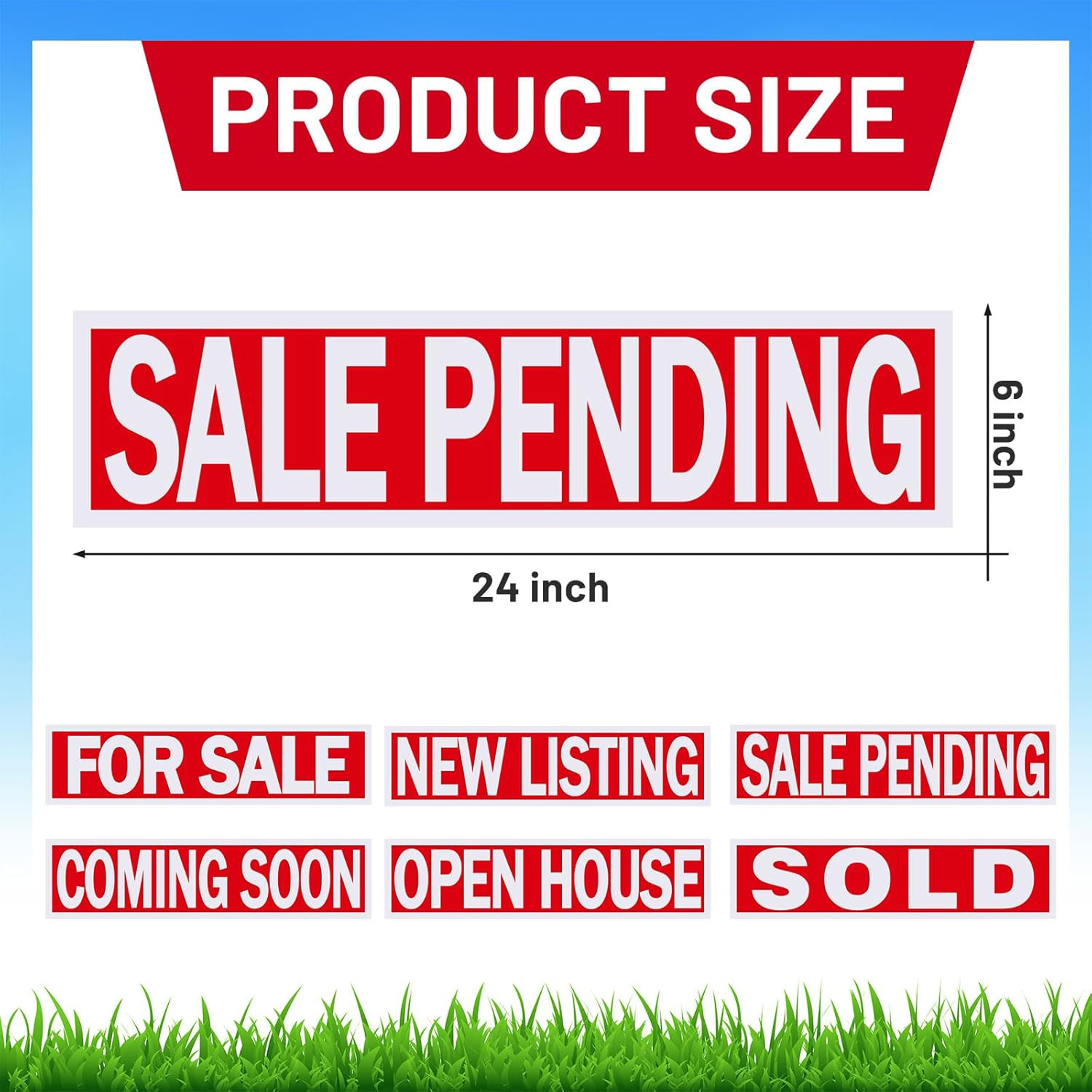 Juexica 12 Pcs Real Estate Rider Signs 24 X 6 Inch Coming Soon, for Sale, Pendin