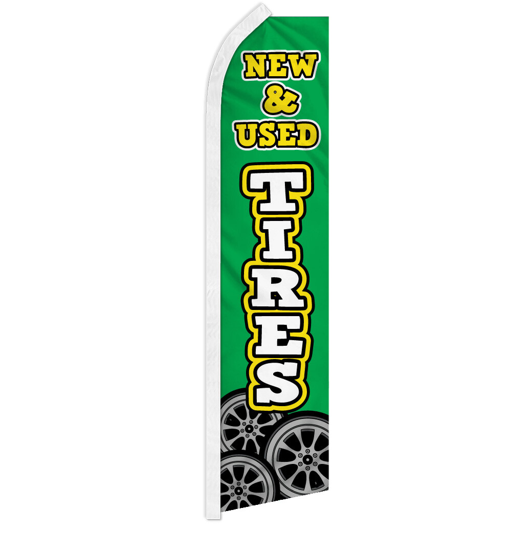 New & Used Tires Advertising Swooper Feather Flag Tire Sale