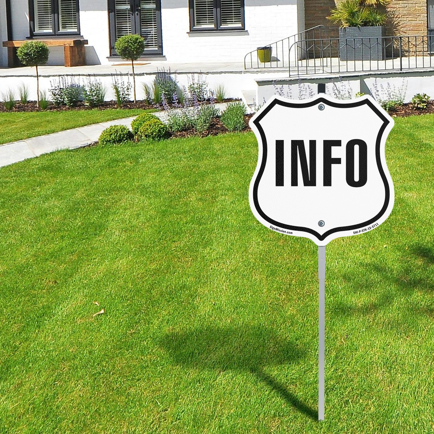 Information Shield Shaped Sign With Stake Weather Resistant Crafted in the USA