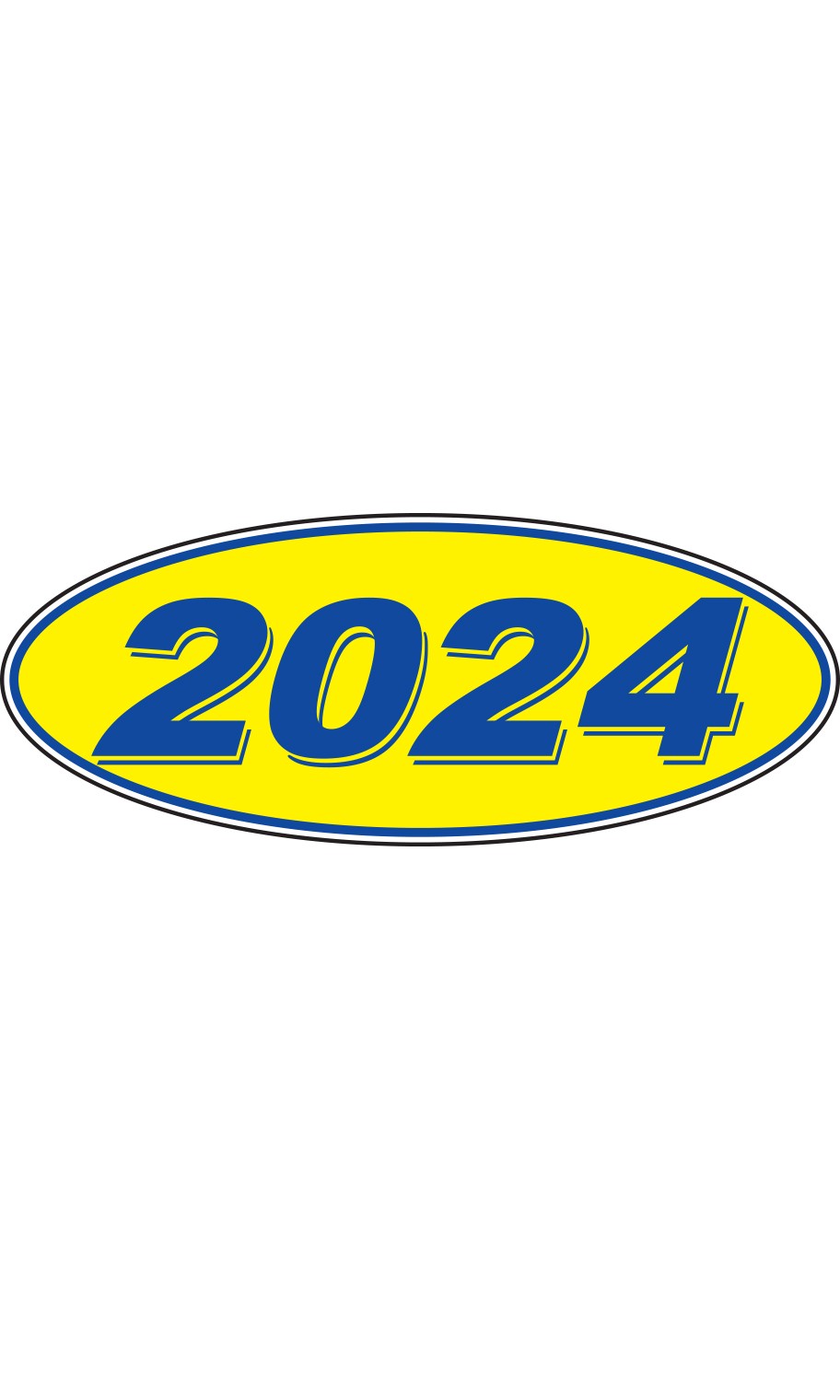 SSWBasics Oval Windshield Year Stickers – Blue/Yellow – « 2024 » – Pack of 12