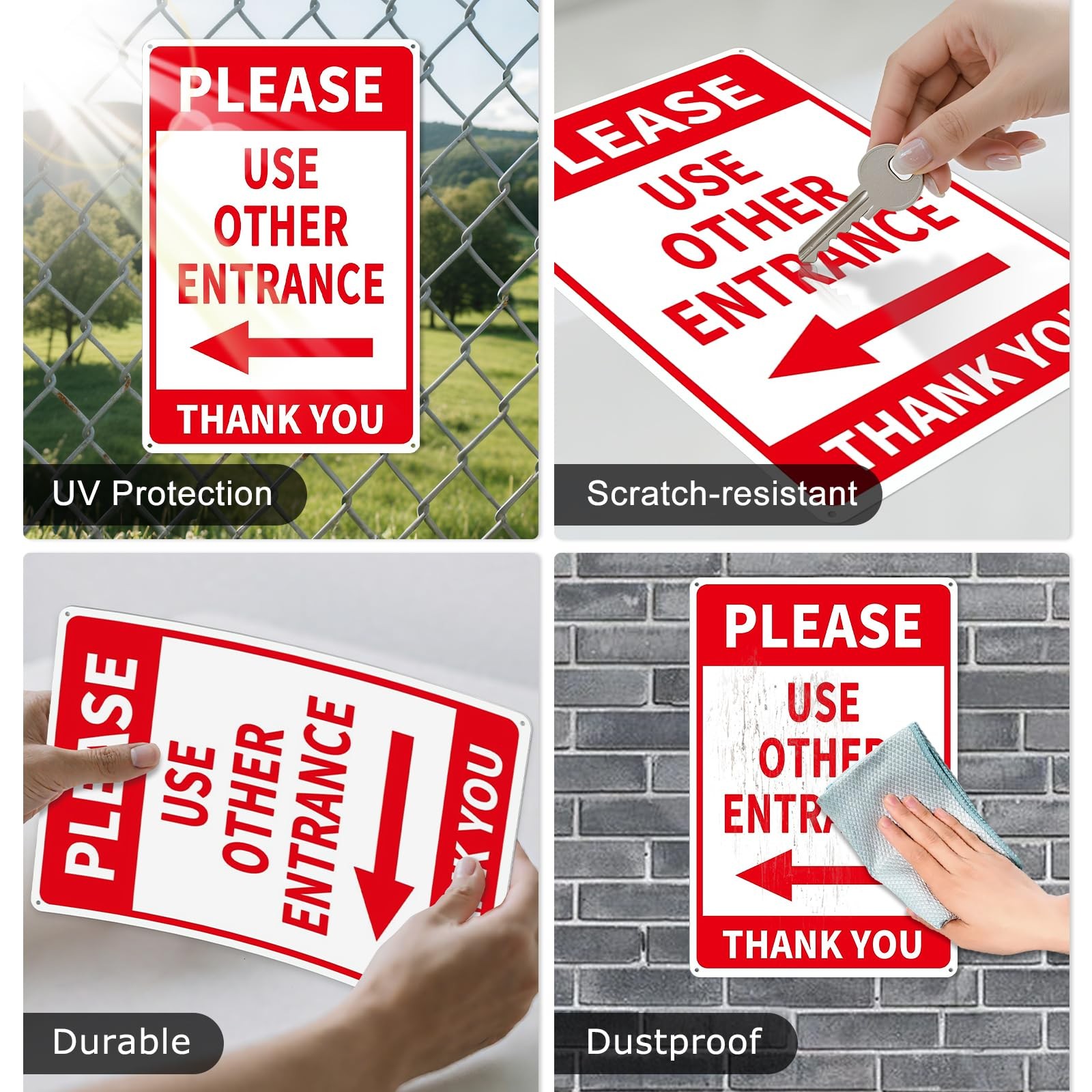 Please Use Other Entrance Sign Aluminum 12×8 Inch Left Arrow Metal Waterproof…